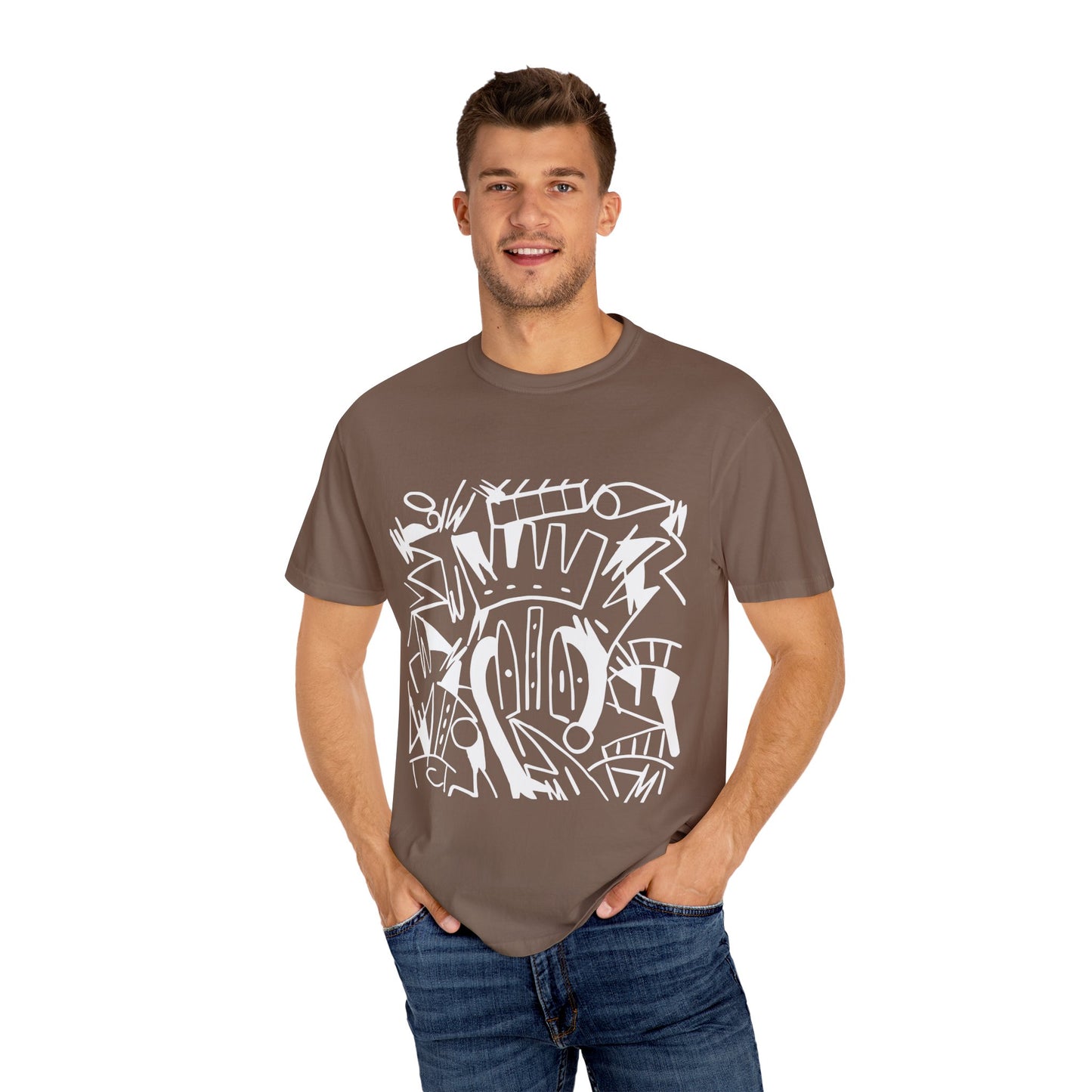 Chic Unisex Garment-Dyed T-Shirt with Abstract Art | Casual Wear, Street Style, Trendy Outfit, Summer Fashion, Gift Idea