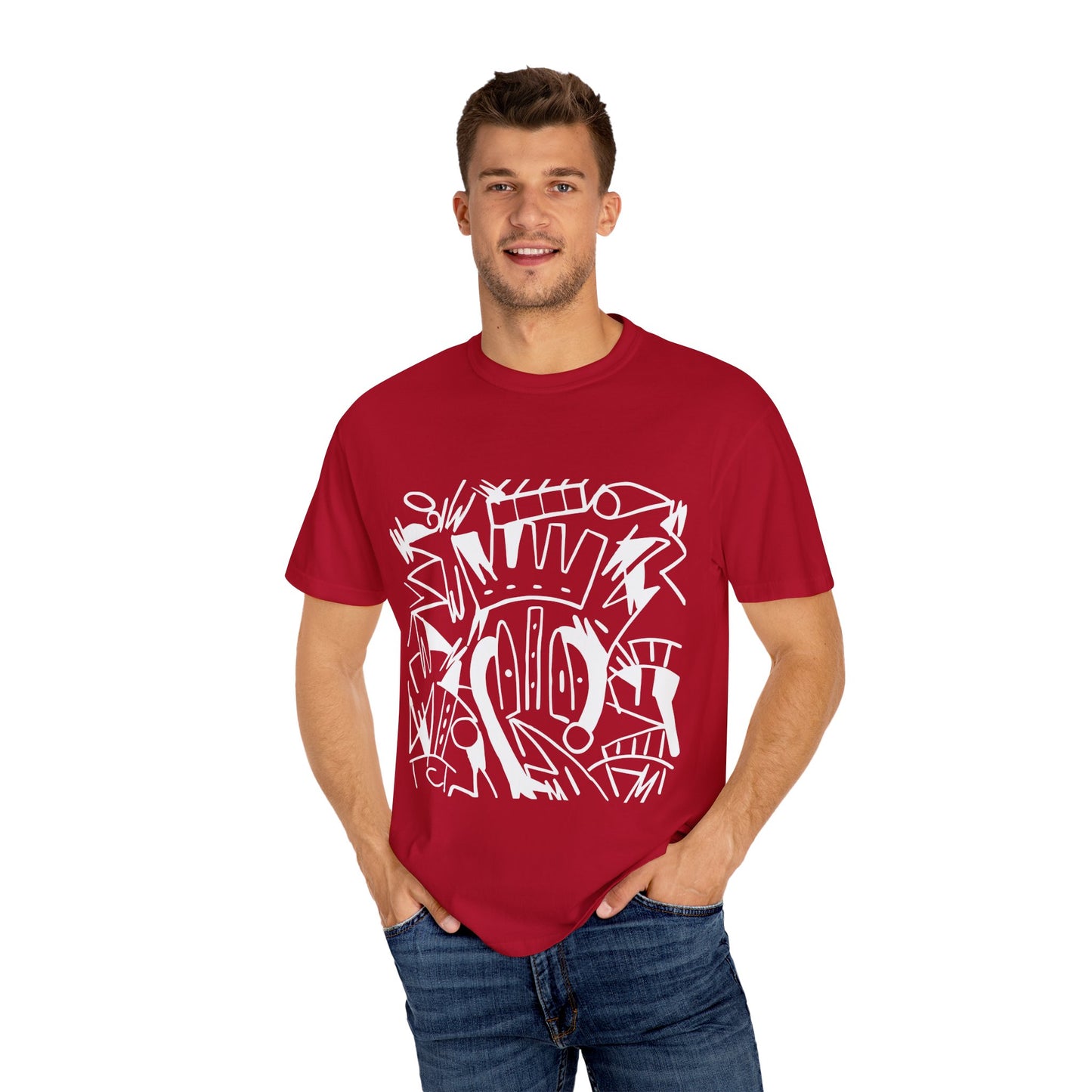 Chic Unisex Garment-Dyed T-Shirt with Abstract Art | Casual Wear, Street Style, Trendy Outfit, Summer Fashion, Gift Idea