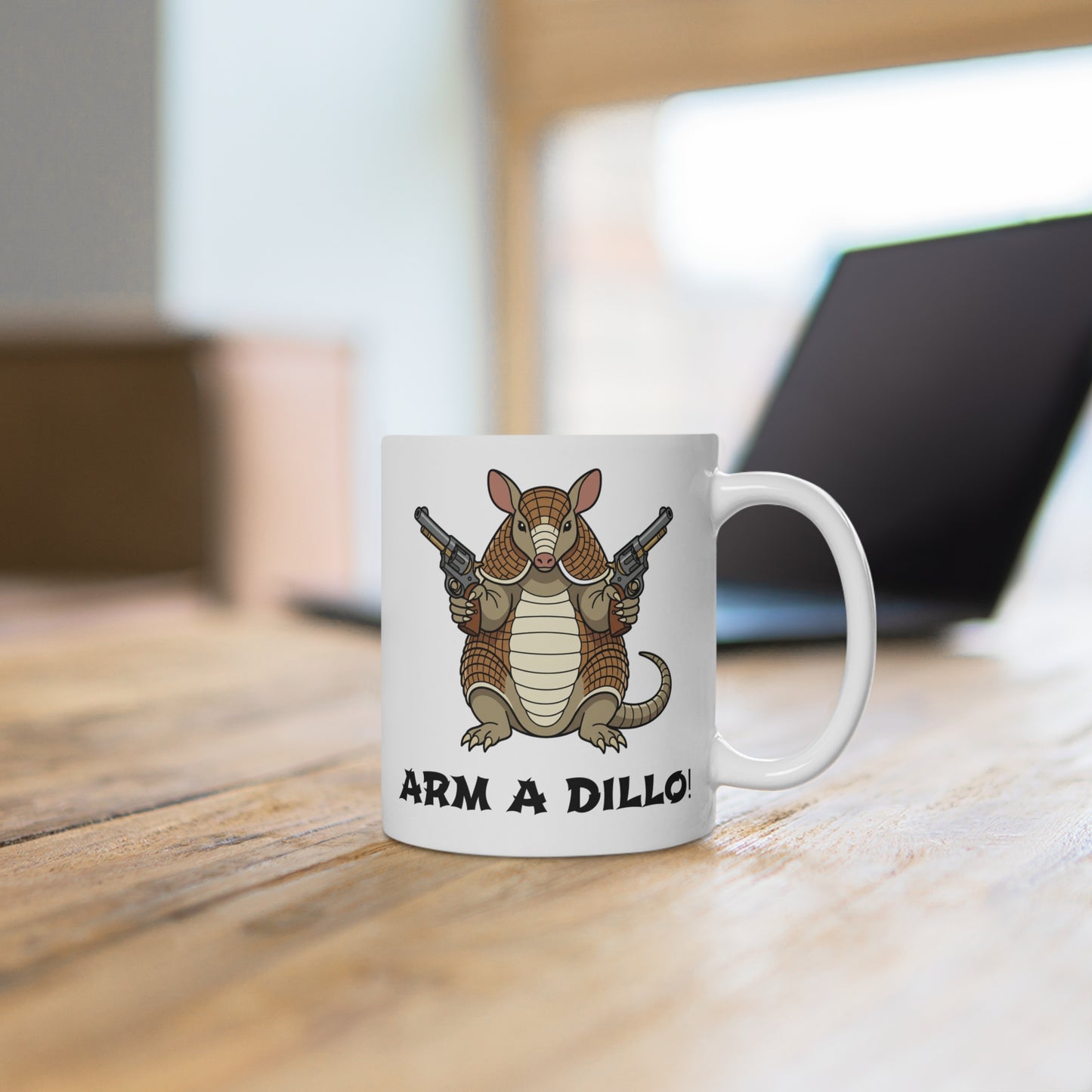 'Arm a Dillo!' Funny Armadillo With Guns Animal Coffee Cup Mug Gift For Texans