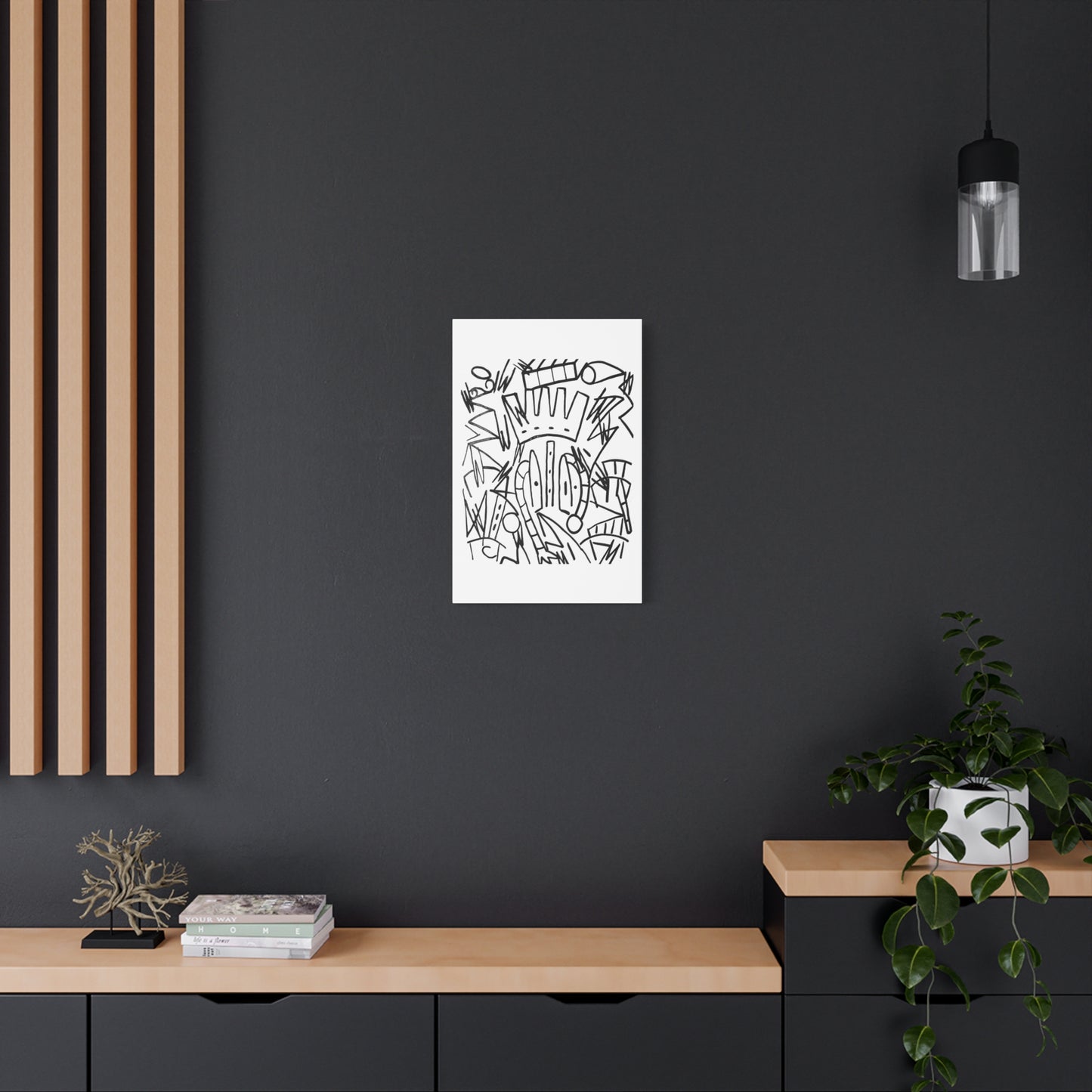 Abstract Art Canvas Wall Decor, Black and White Stretched Art, Modern Home Decor, Minimalist Wall Art, Unique Gift for Art Lovers