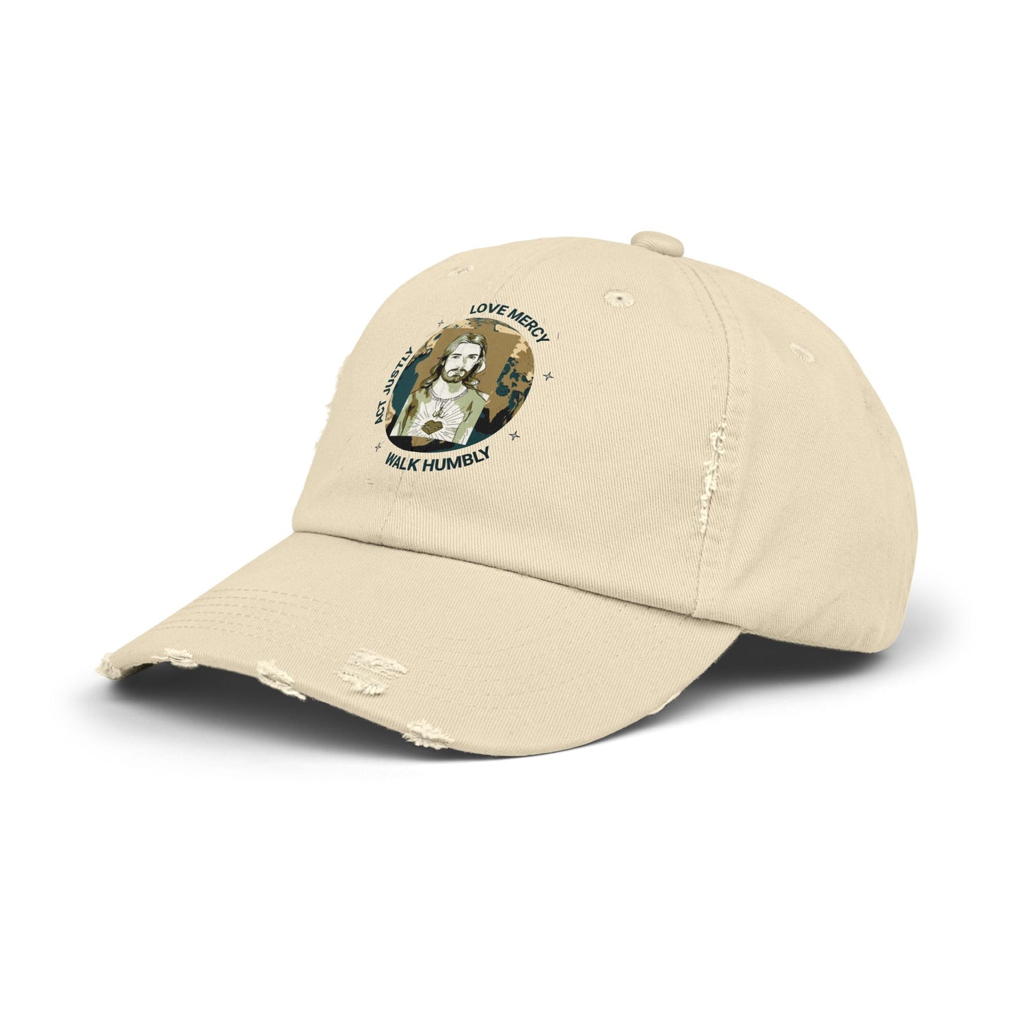 Sacred Heart Jesus Vintage-Inspired Christian Hat, Retro Faith Distressed HAT, Christian Love, Mercy and Justice Hat