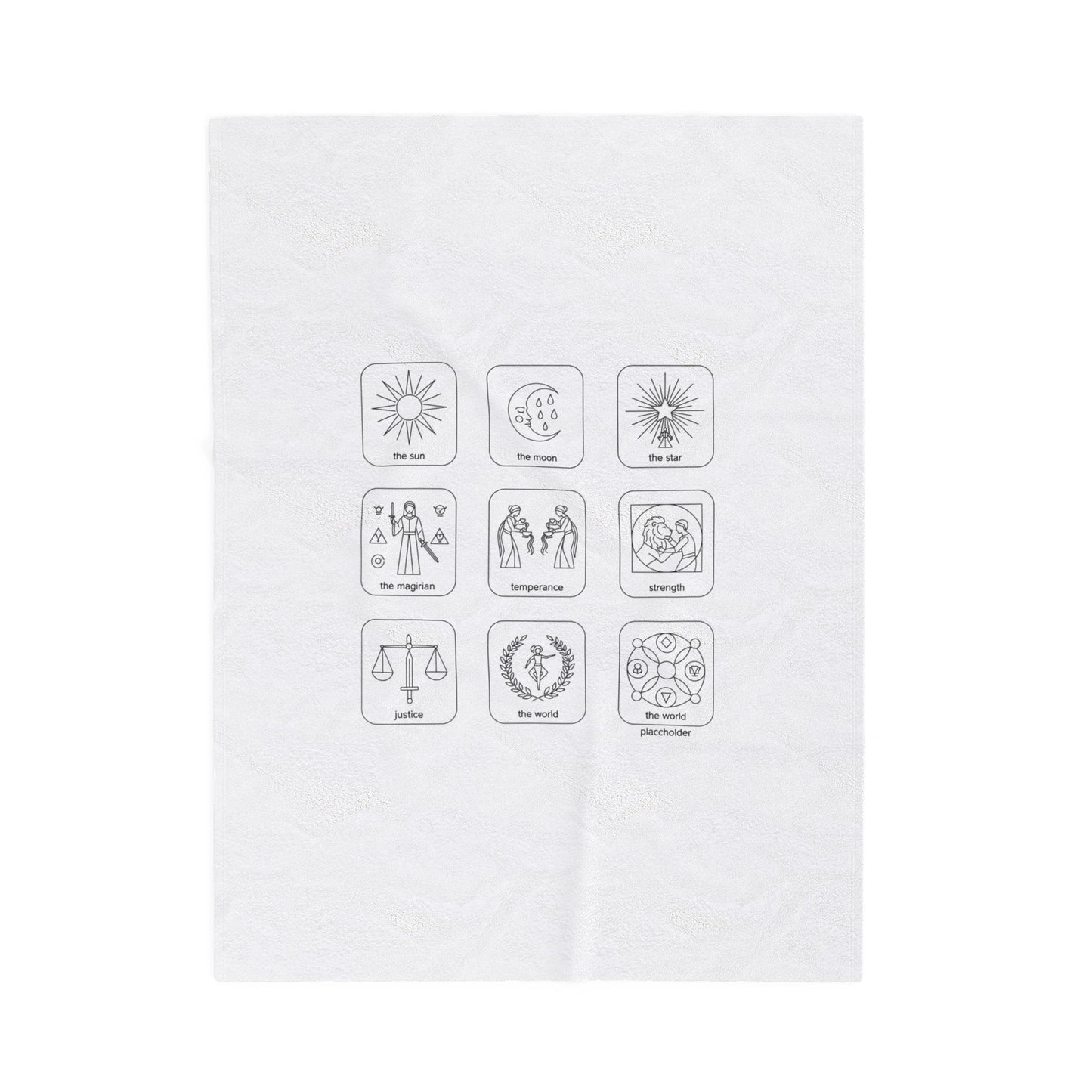 Minimal Icon Grid Velveteen Blanket | Monochrome symbol set, system icon design