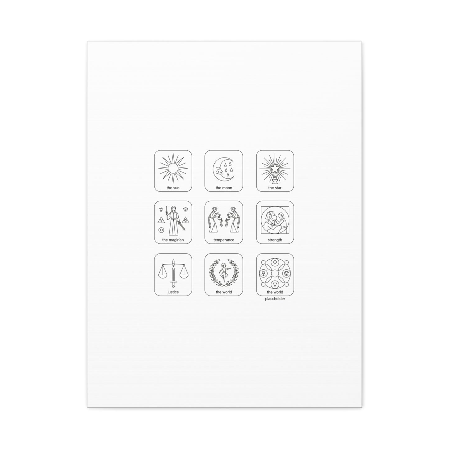 Minimal Tarot Icon Grid Canvas | Monochrome Icon Set, System Design