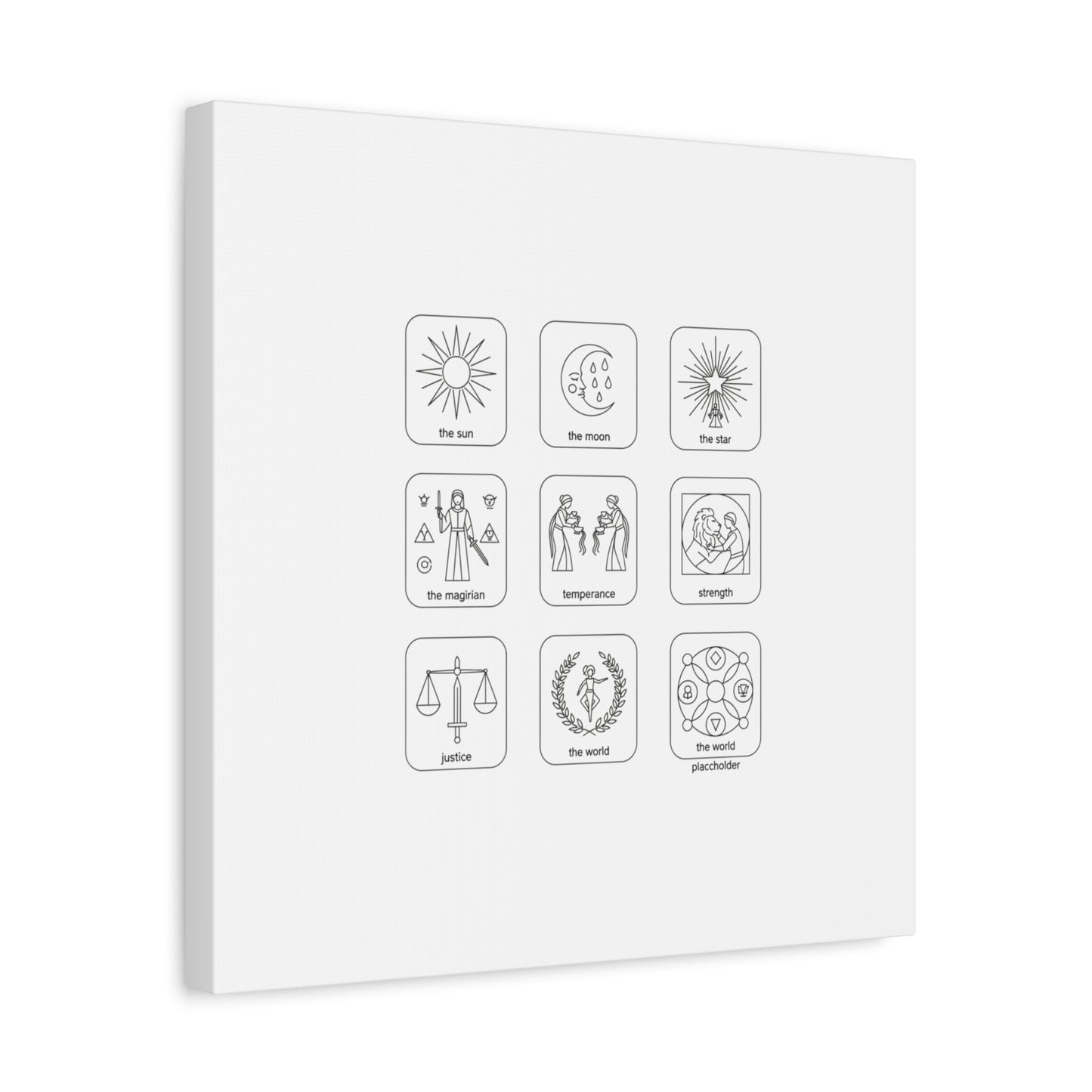 Minimal Tarot Icon Grid Canvas | Monochrome Icon Set, System Design
