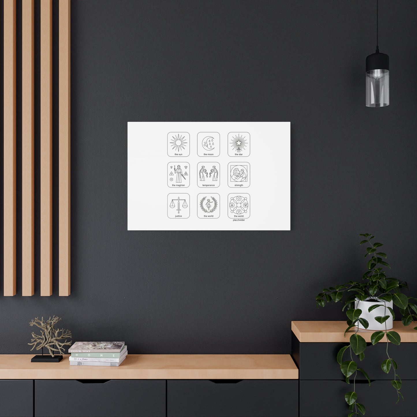 Minimal Tarot Icon Grid Canvas | Monochrome Icon Set, System Design