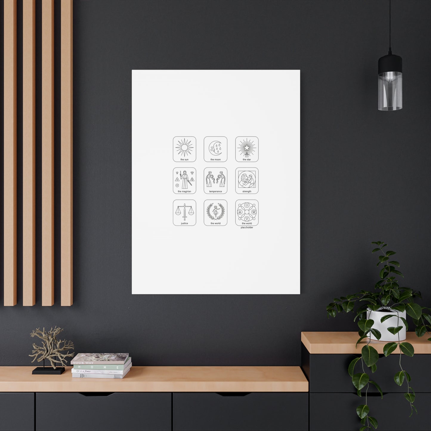 Minimal Tarot Icon Grid Canvas | Monochrome Icon Set, System Design