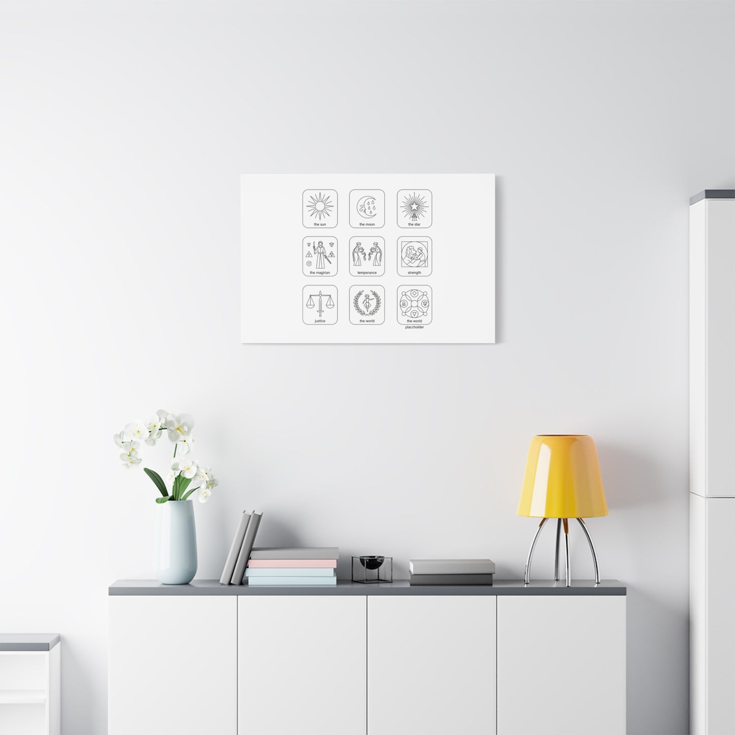 Minimal Tarot Icon Grid Canvas | Monochrome Icon Set, System Design