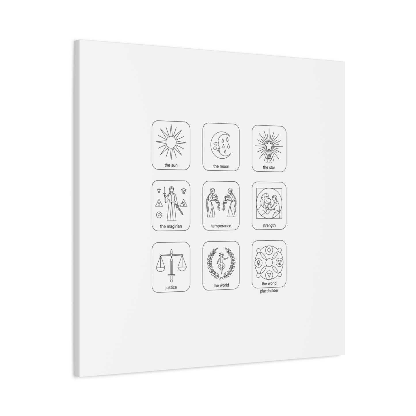 Minimal Tarot Icon Grid Canvas | Monochrome Icon Set, System Design