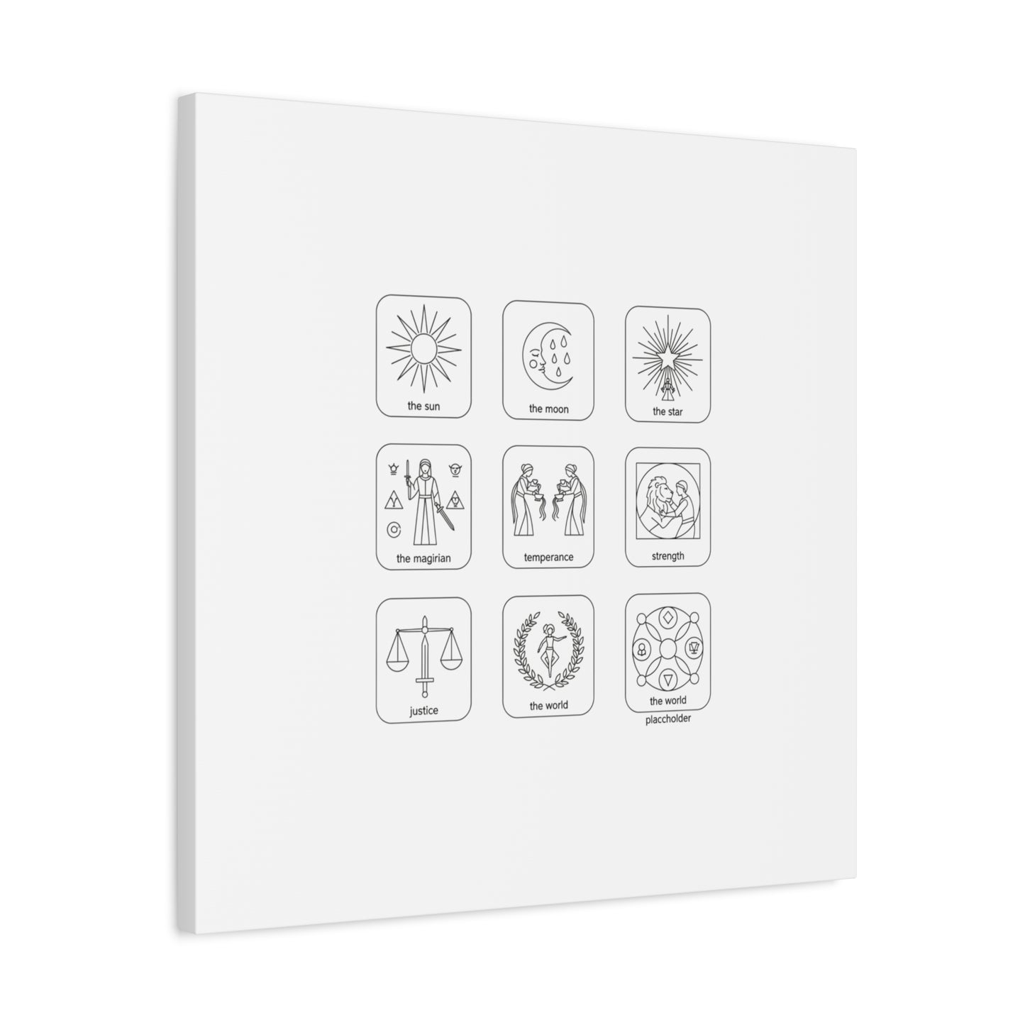 Minimal Tarot Icon Grid Canvas | Monochrome Icon Set, System Design