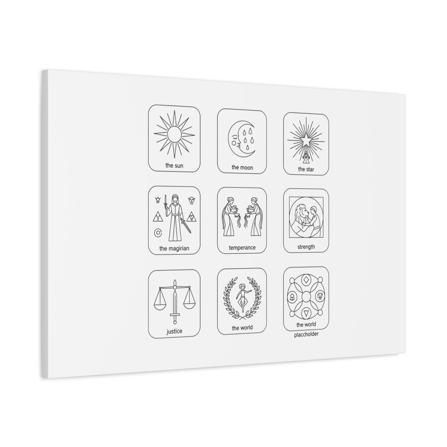 Minimal Tarot Icon Grid Canvas | Monochrome Icon Set, System Design