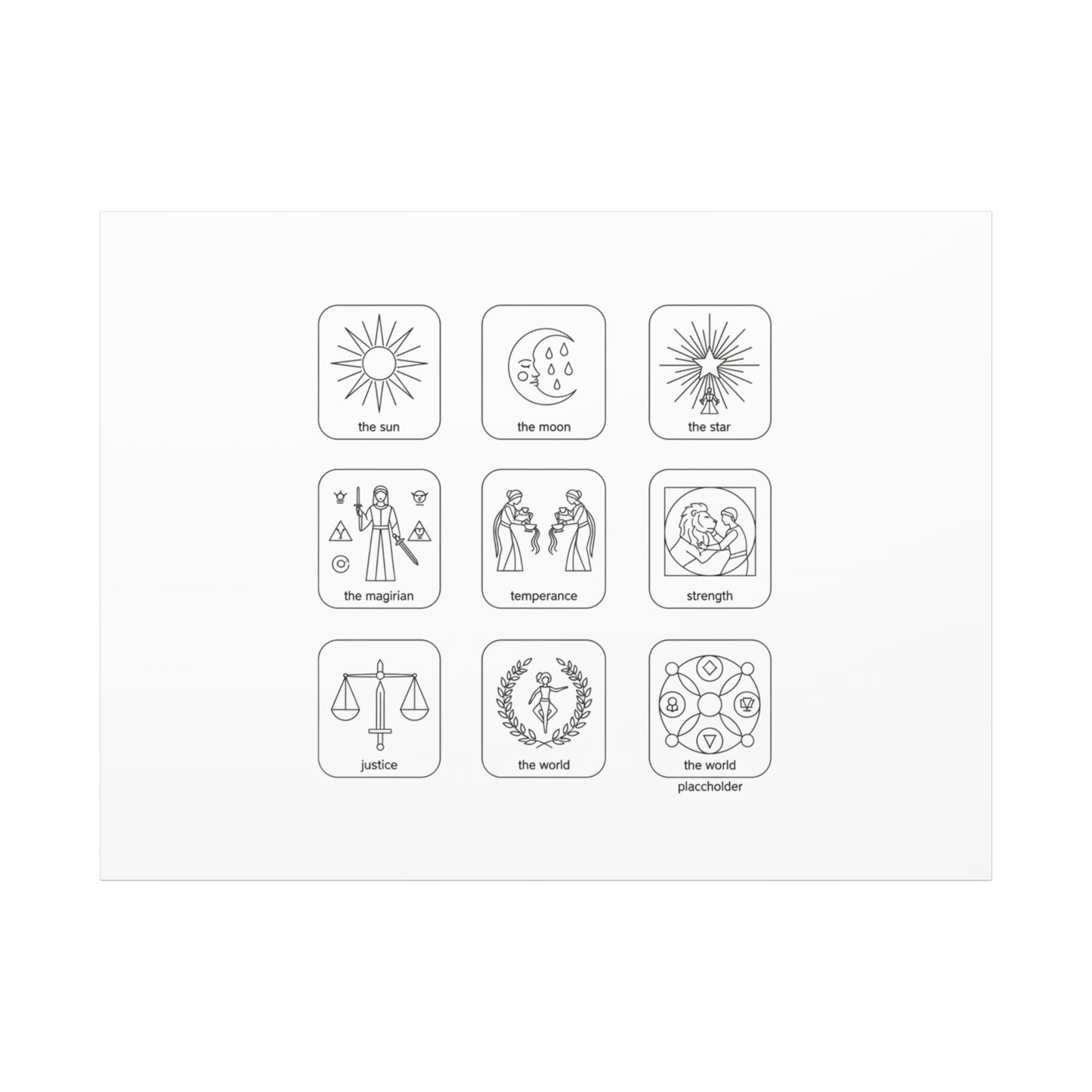 Minimal Tarot Icon Grid Canvas | Monochrome Icon Set, System Design