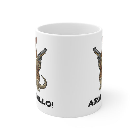 'Arm a Dillo!' Funny Armadillo With Guns Animal Coffee Cup Mug Gift For Texans
