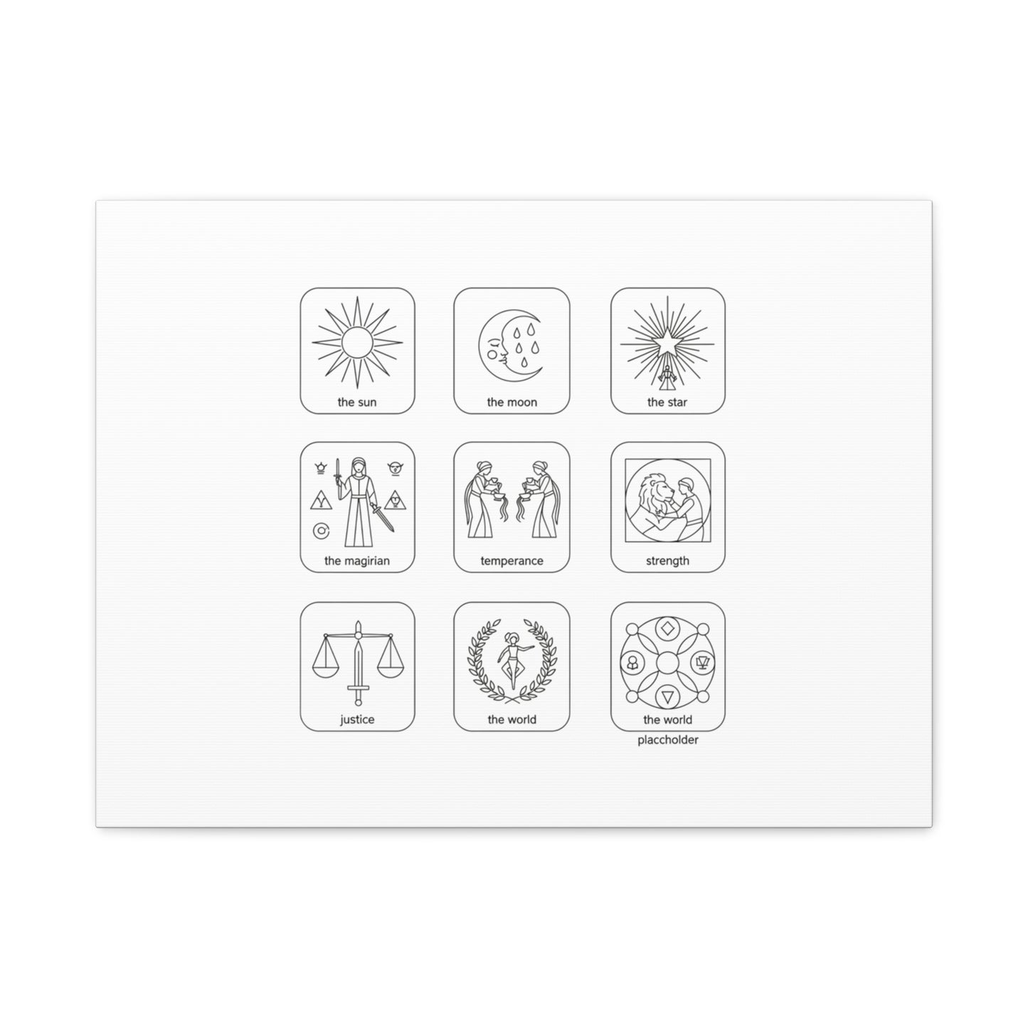 Minimal Tarot Icon Grid Canvas | Monochrome Icon Set, System Design