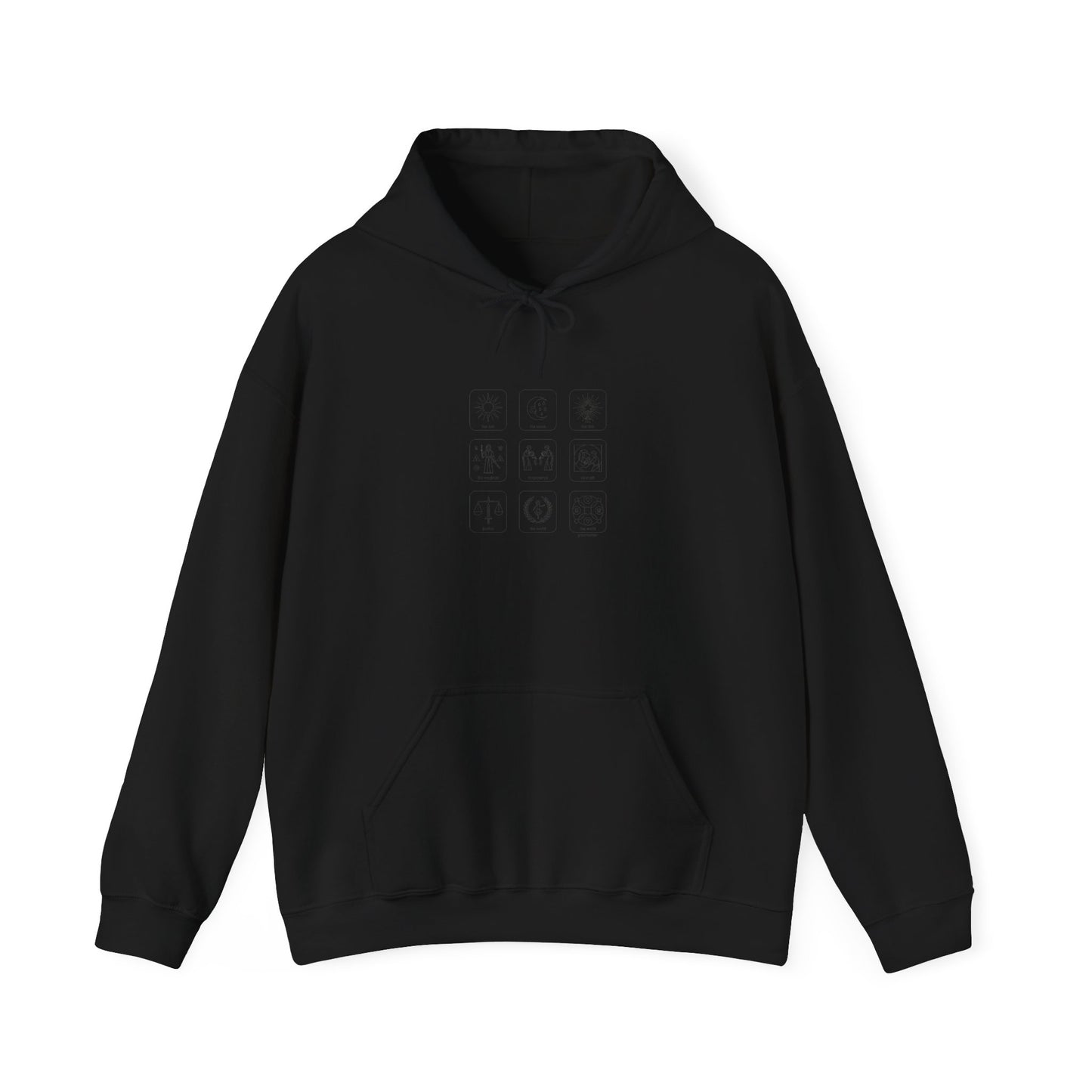 Monochrome System Icons Hoodie | Minimal Icon Grid, Black & White Symbol Pack