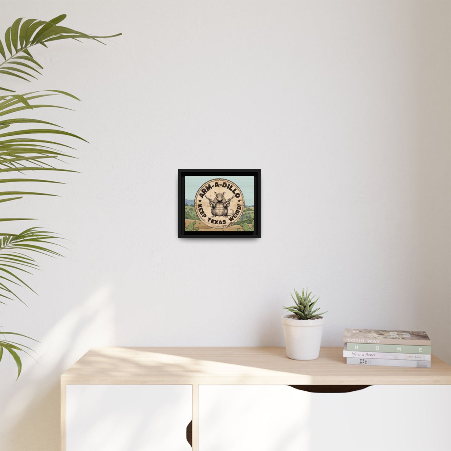 Arm-A-Dillo Framed Canvas Print - Keep Texas Weird - Gift For Texan Dillo Lovers - Ready To Hang -