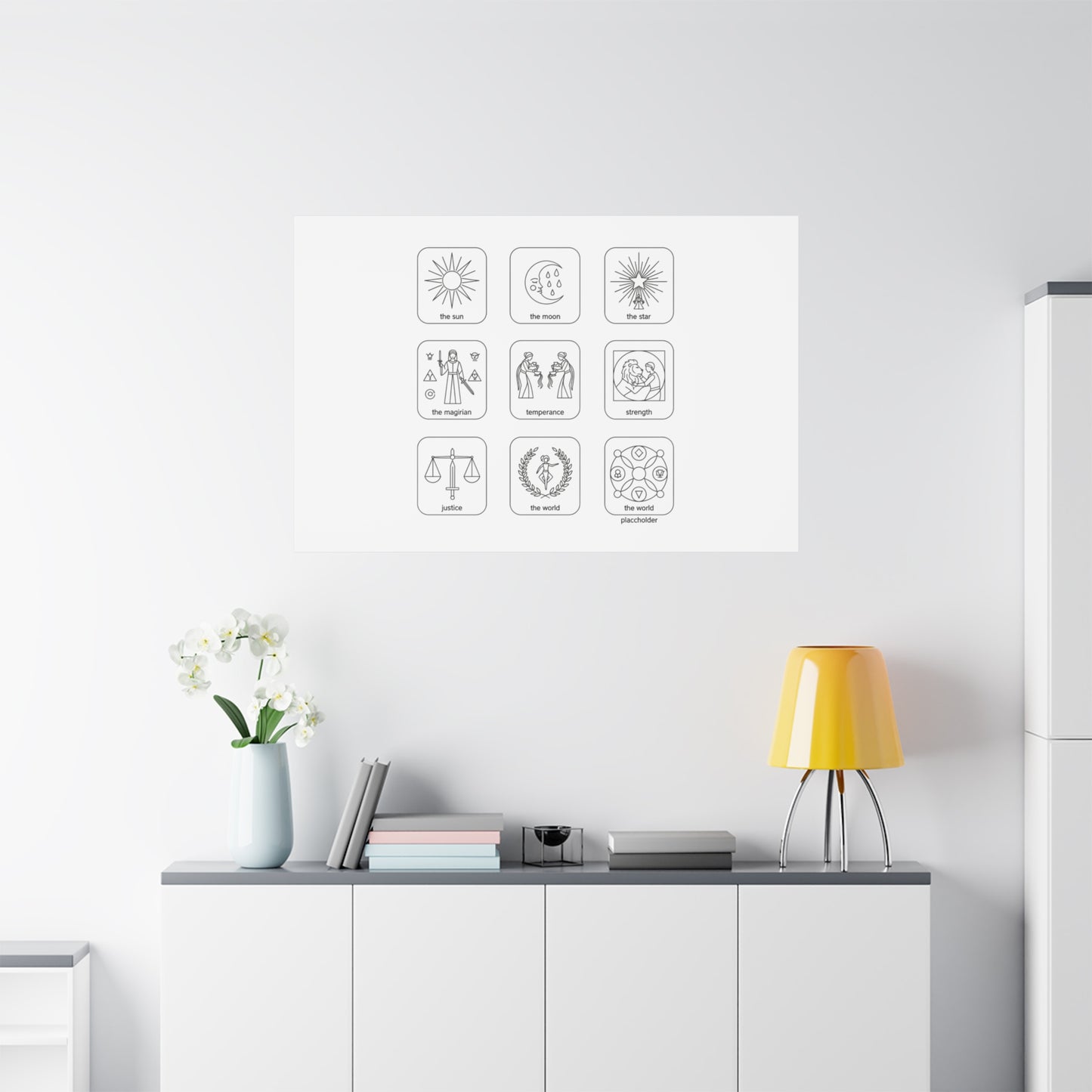 Minimal Tarot Icon Grid Canvas | Monochrome Icon Set, System Design