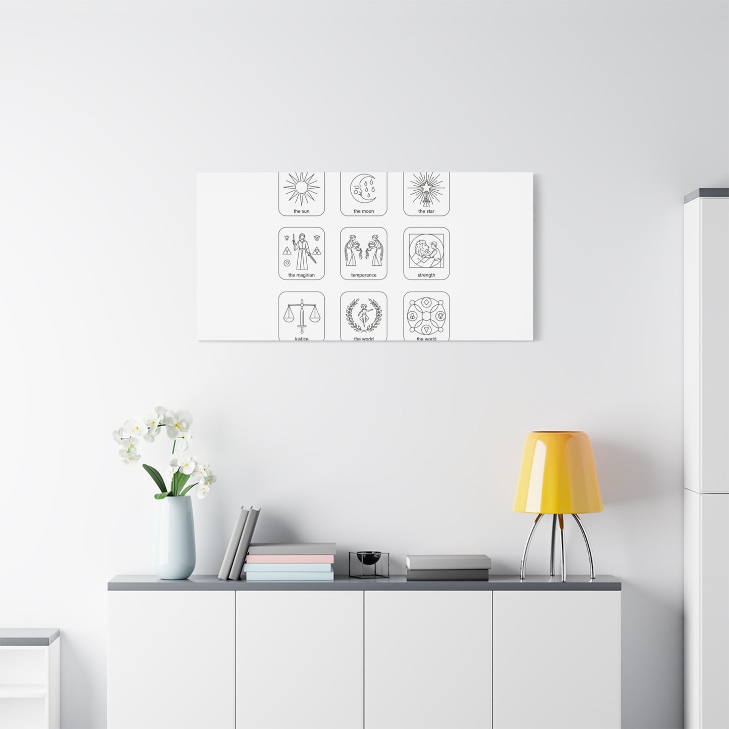 Minimal Tarot Icon Grid Canvas | Monochrome Icon Set, System Design
