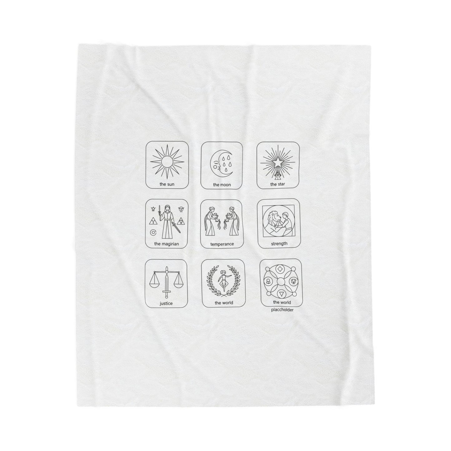 Minimal Icon Grid Velveteen Blanket | Monochrome symbol set, system icon design