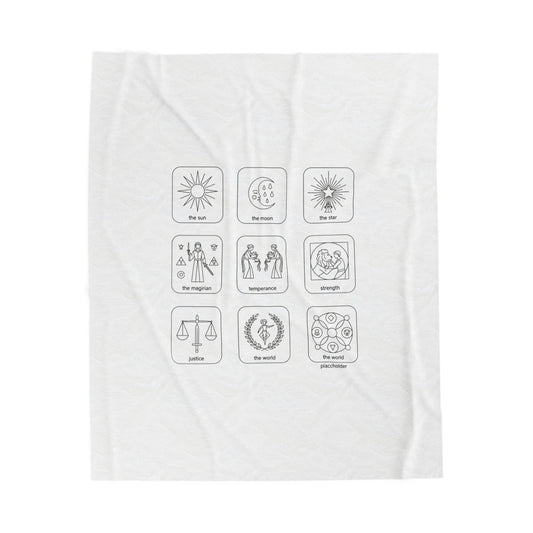 Minimal Icon Grid Velveteen Blanket | Monochrome symbol set, system icon design