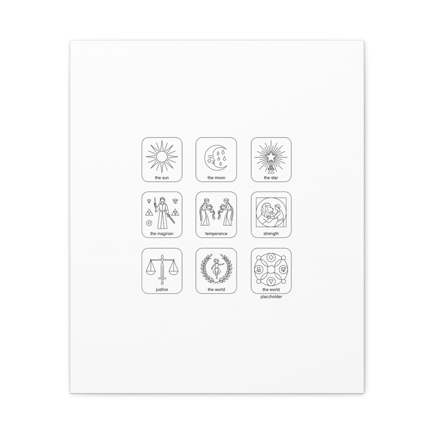Minimal Tarot Icon Grid Canvas | Monochrome Icon Set, System Design