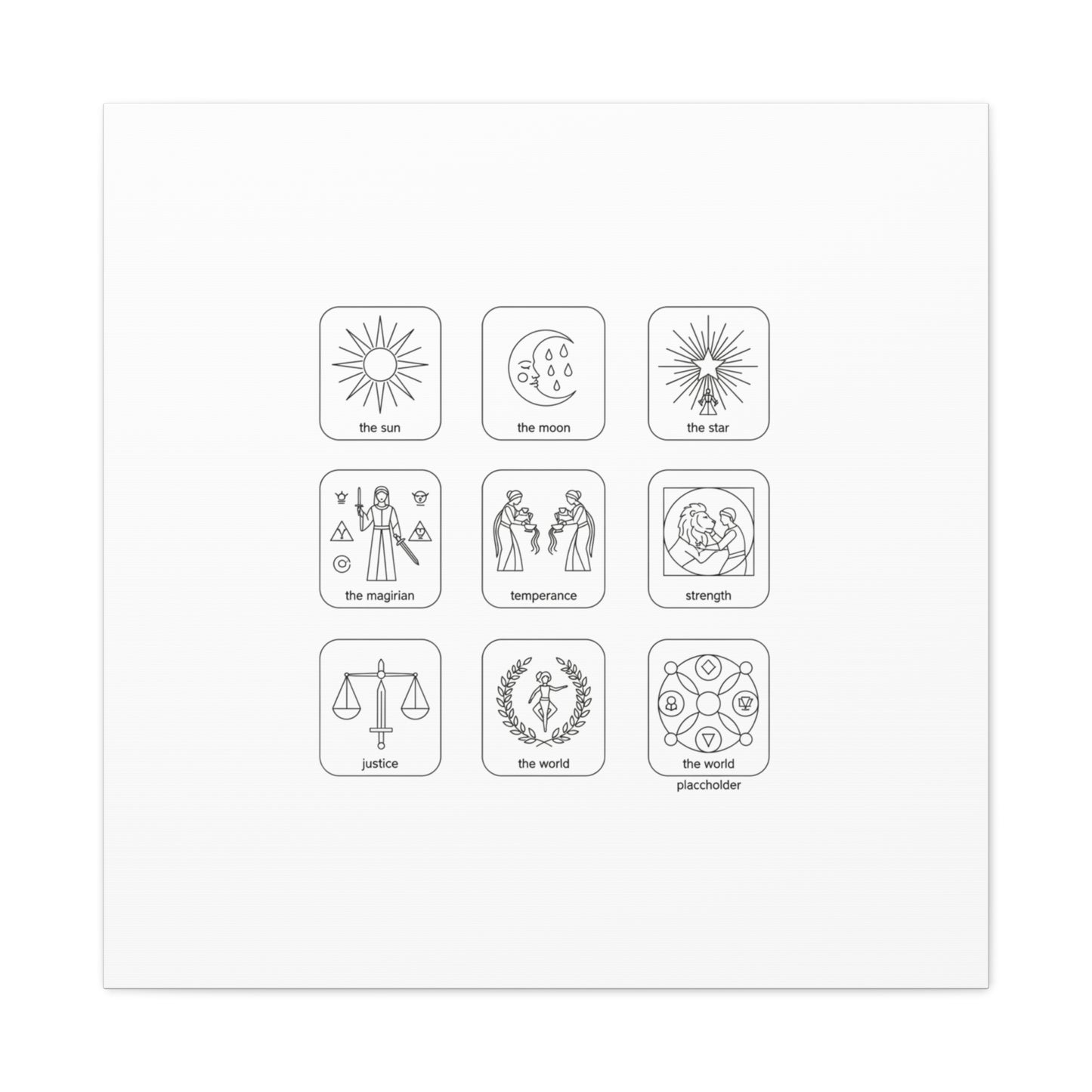 Minimal Tarot Icon Grid Canvas | Monochrome Icon Set, System Design