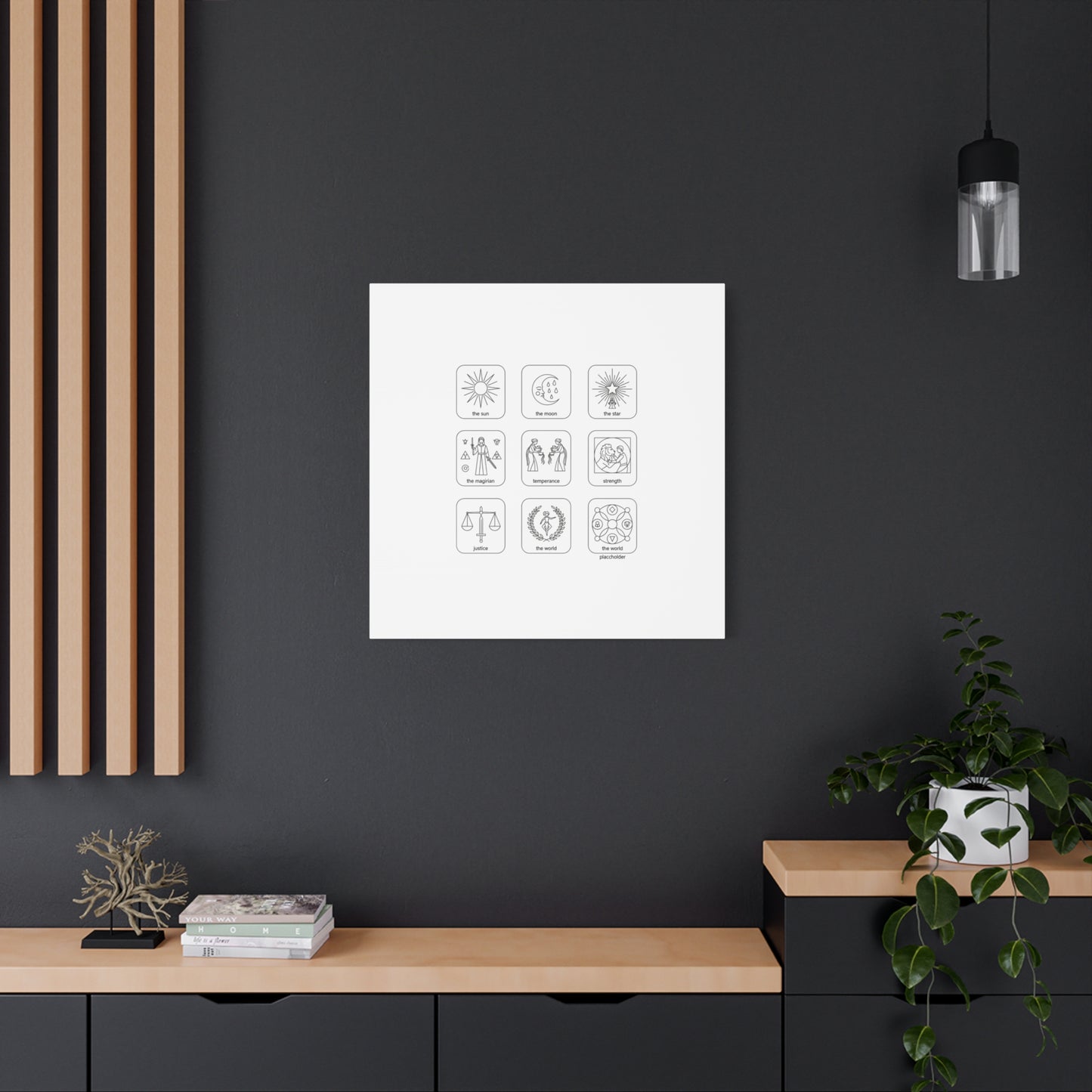 Minimal Tarot Icon Grid Canvas | Monochrome Icon Set, System Design