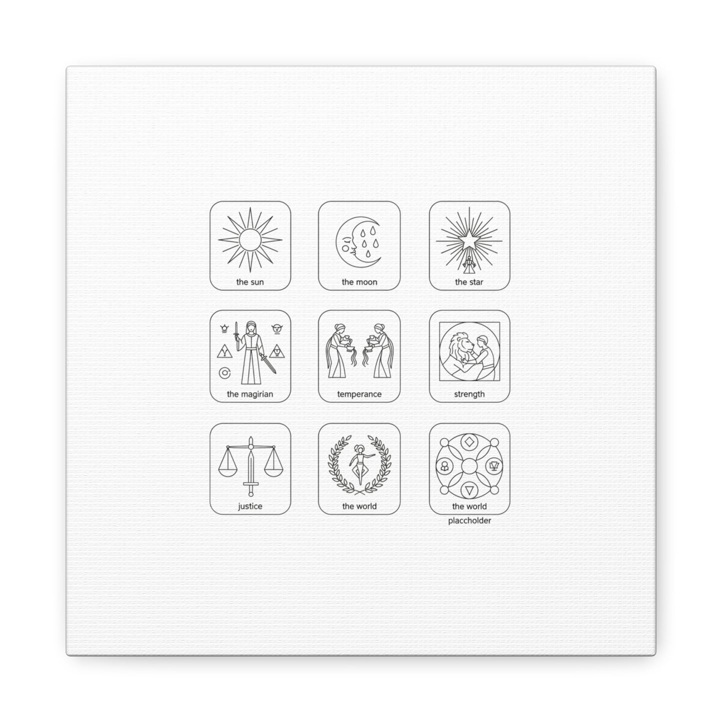 Minimal Tarot Icon Grid Canvas | Monochrome Icon Set, System Design