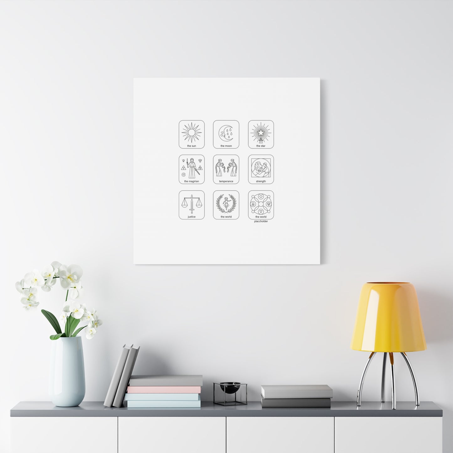 Minimal Tarot Icon Grid Canvas | Monochrome Icon Set, System Design