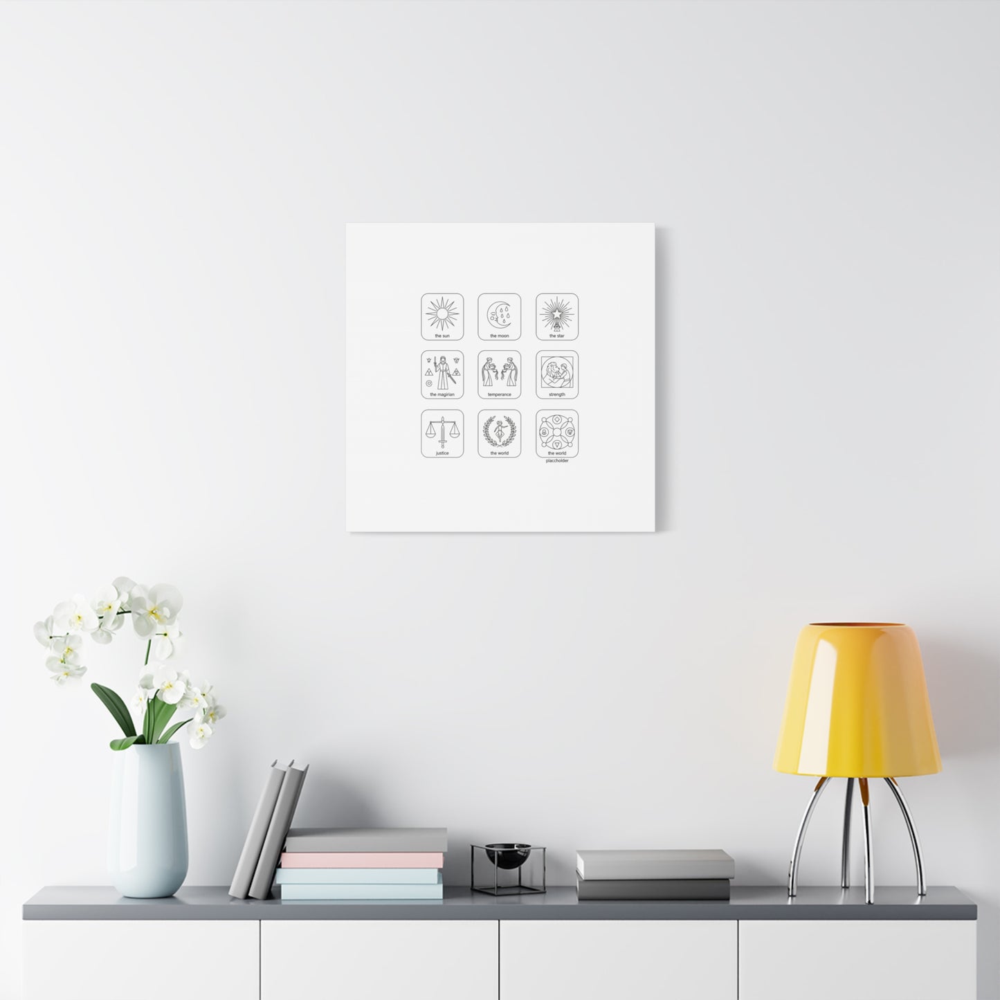Minimal Tarot Icon Grid Canvas | Monochrome Icon Set, System Design