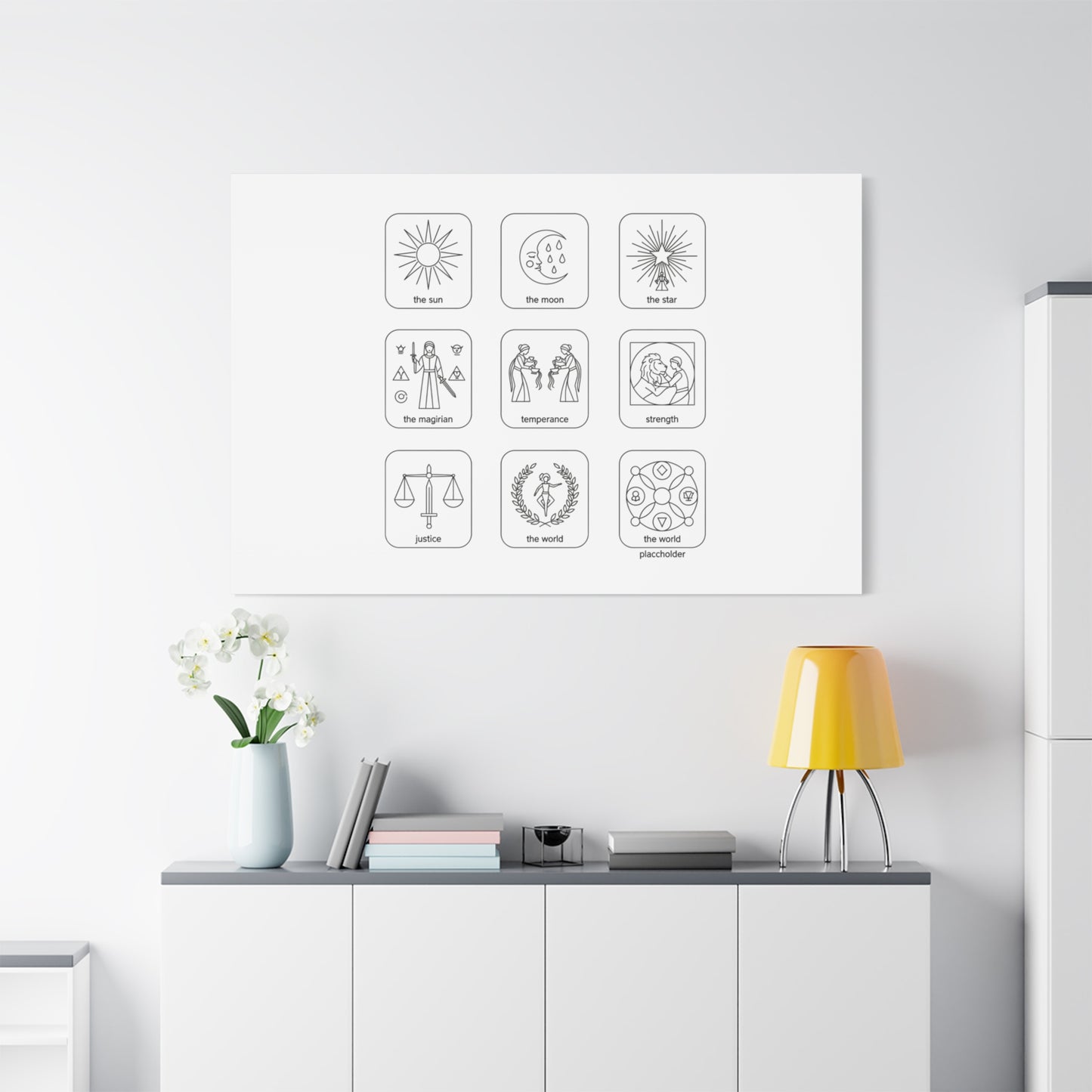 Minimal Tarot Icon Grid Canvas | Monochrome Icon Set, System Design
