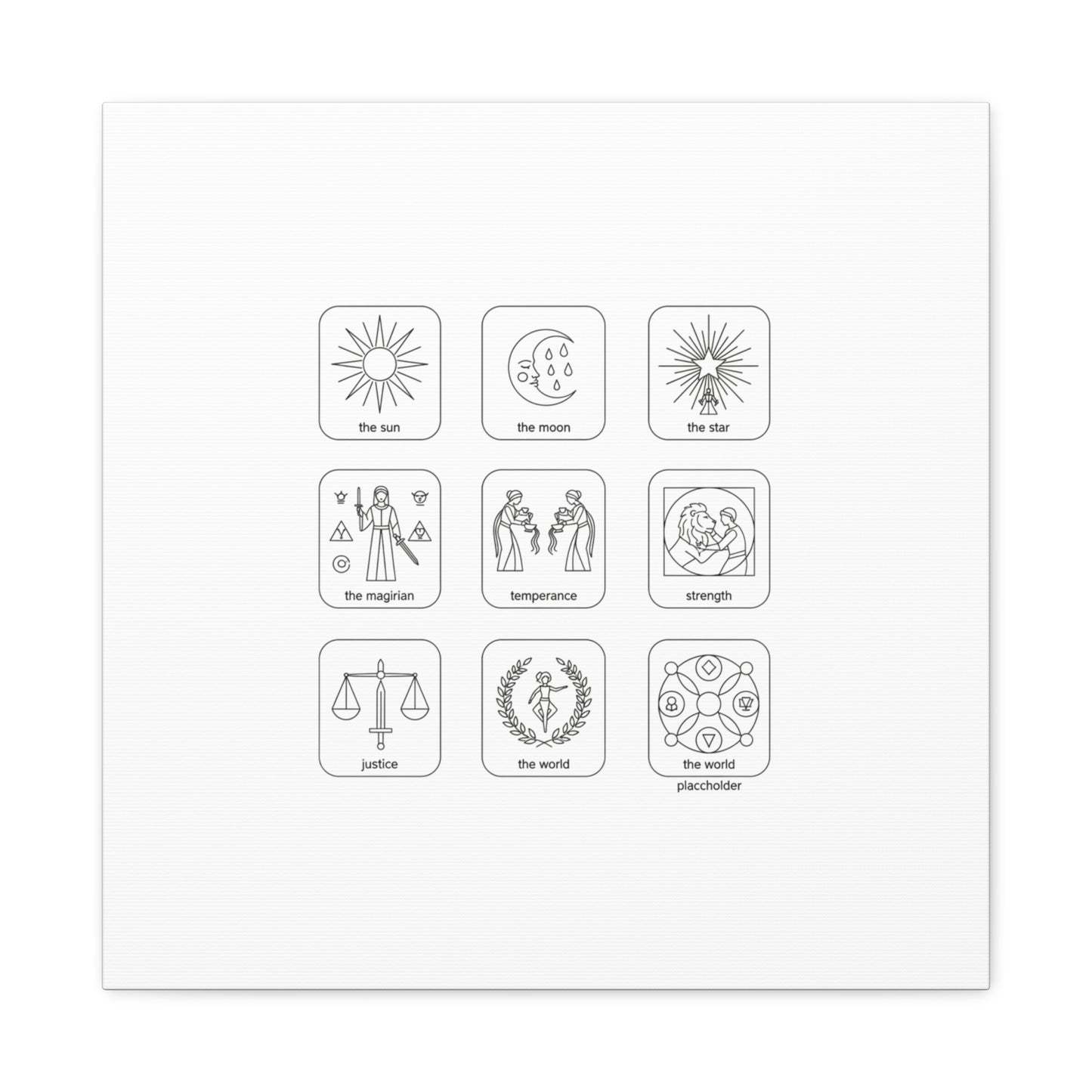 Minimal Tarot Icon Grid Canvas | Monochrome Icon Set, System Design
