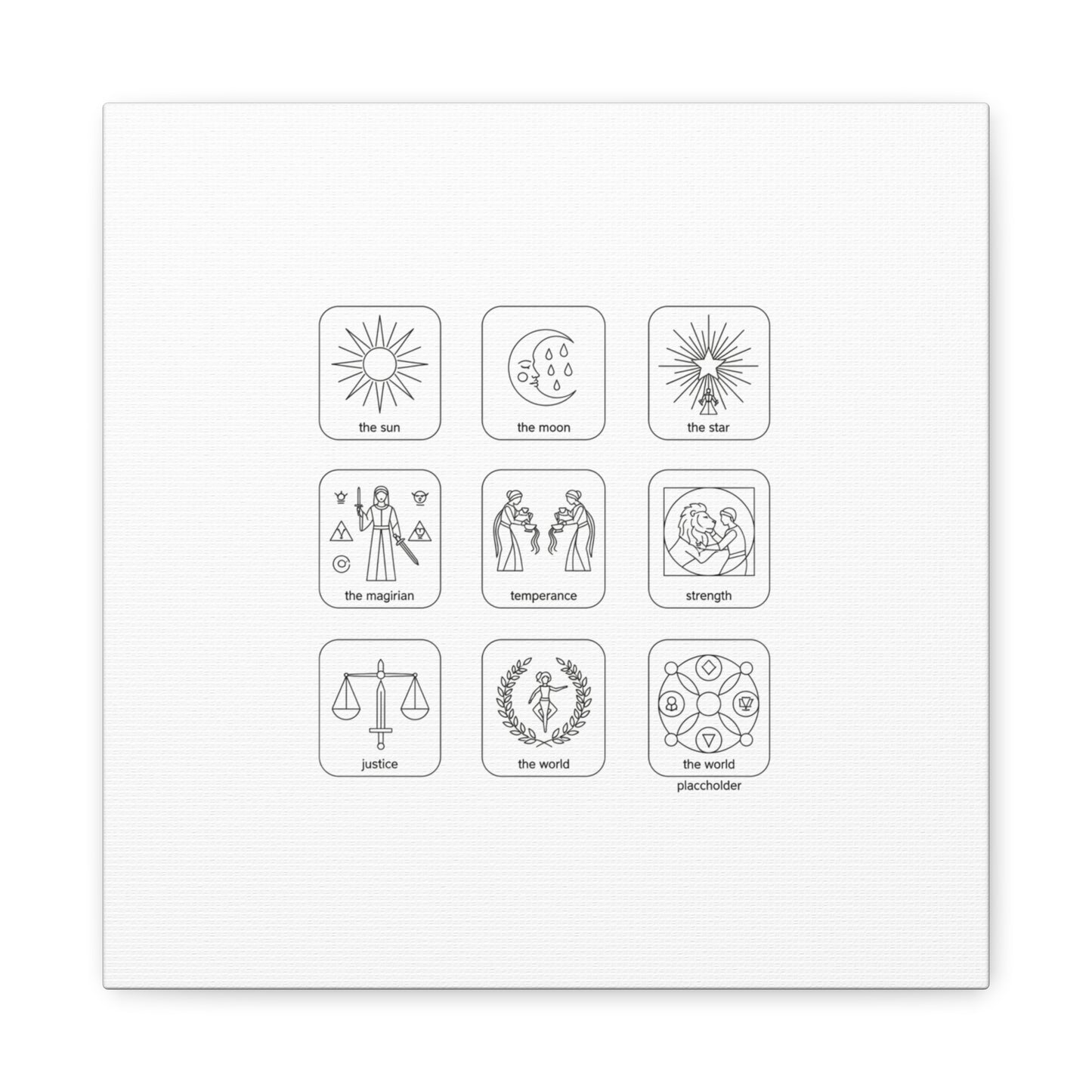 Minimal Tarot Icon Grid Canvas | Monochrome Icon Set, System Design