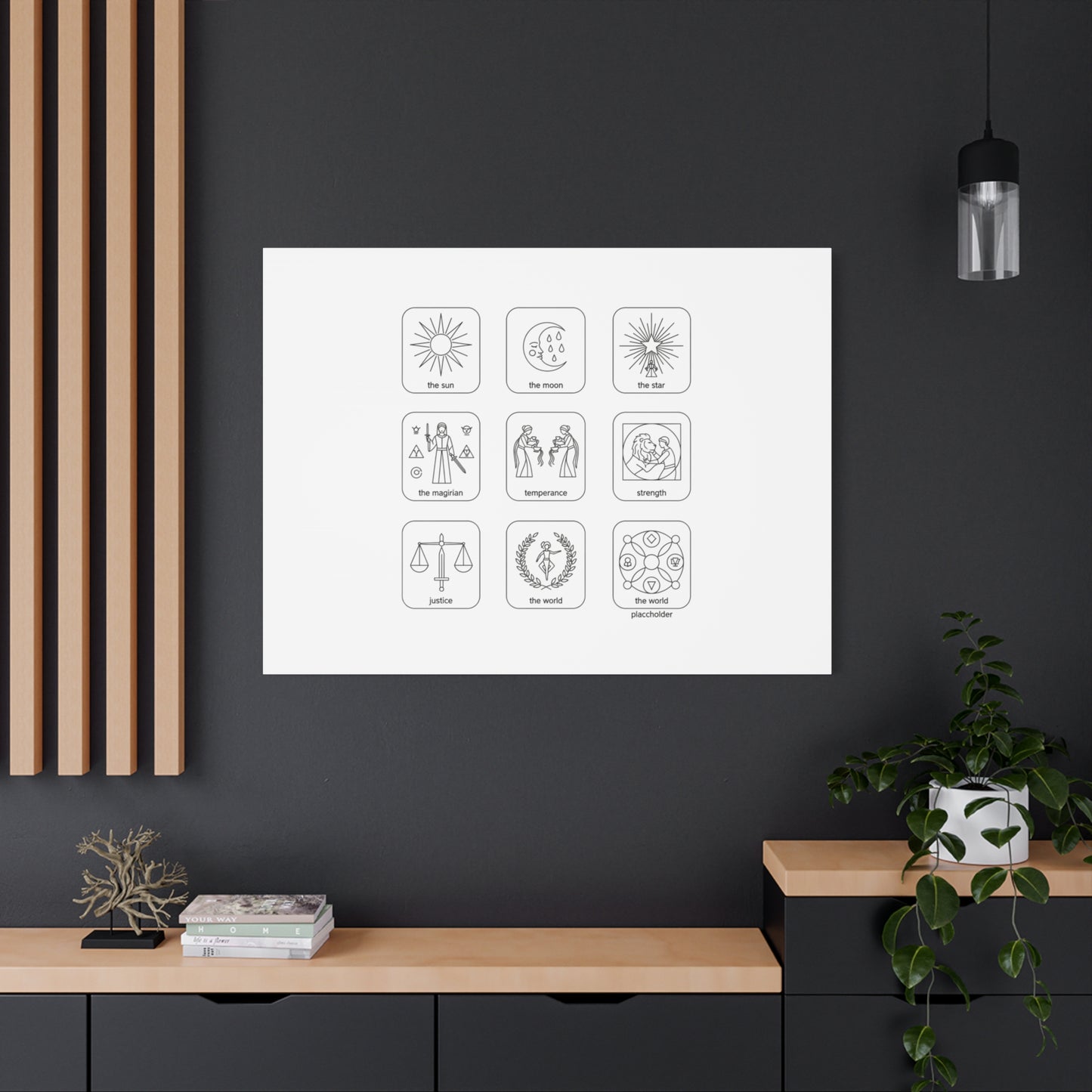 Minimal Tarot Icon Grid Canvas | Monochrome Icon Set, System Design