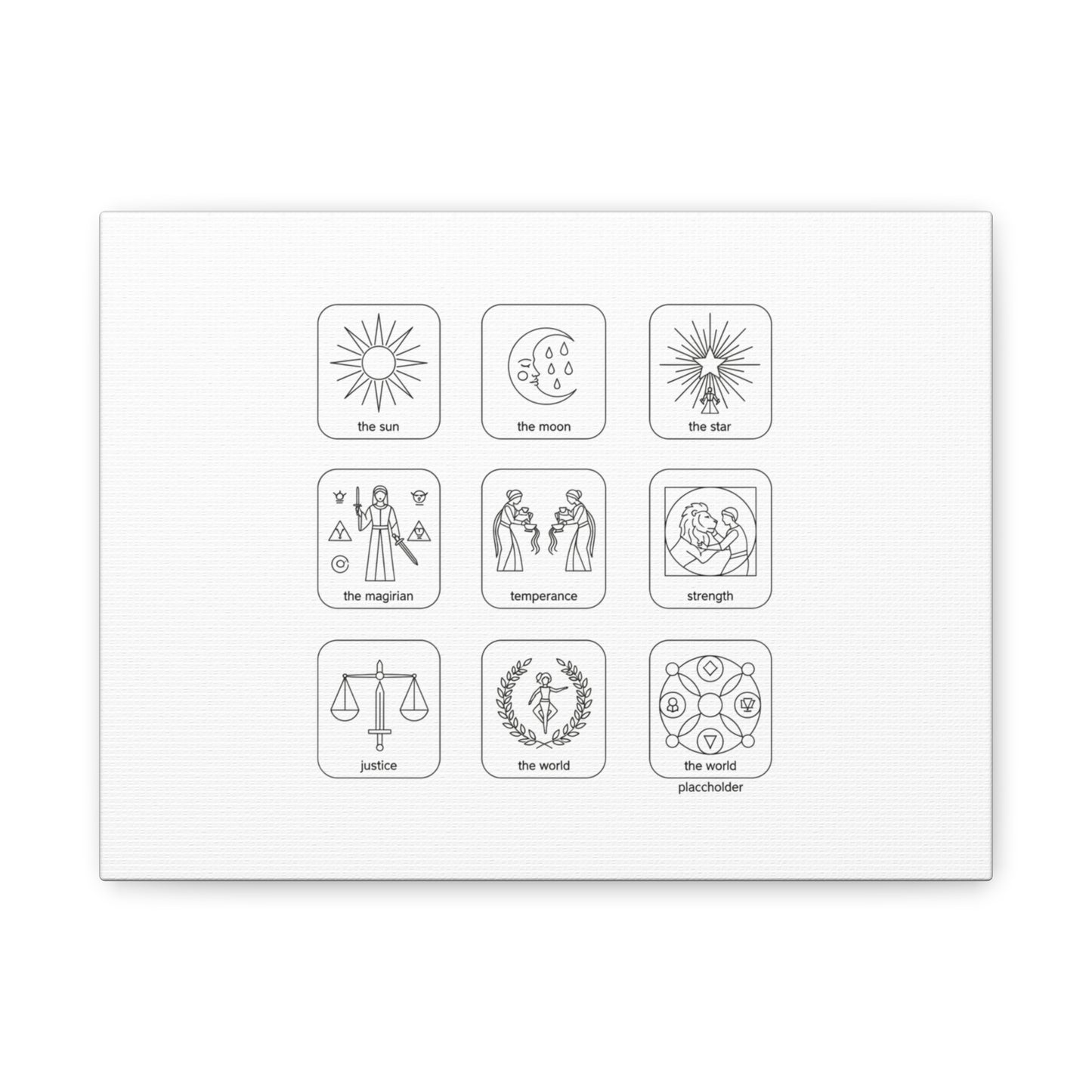 Minimal Tarot Icon Grid Canvas | Monochrome Icon Set, System Design