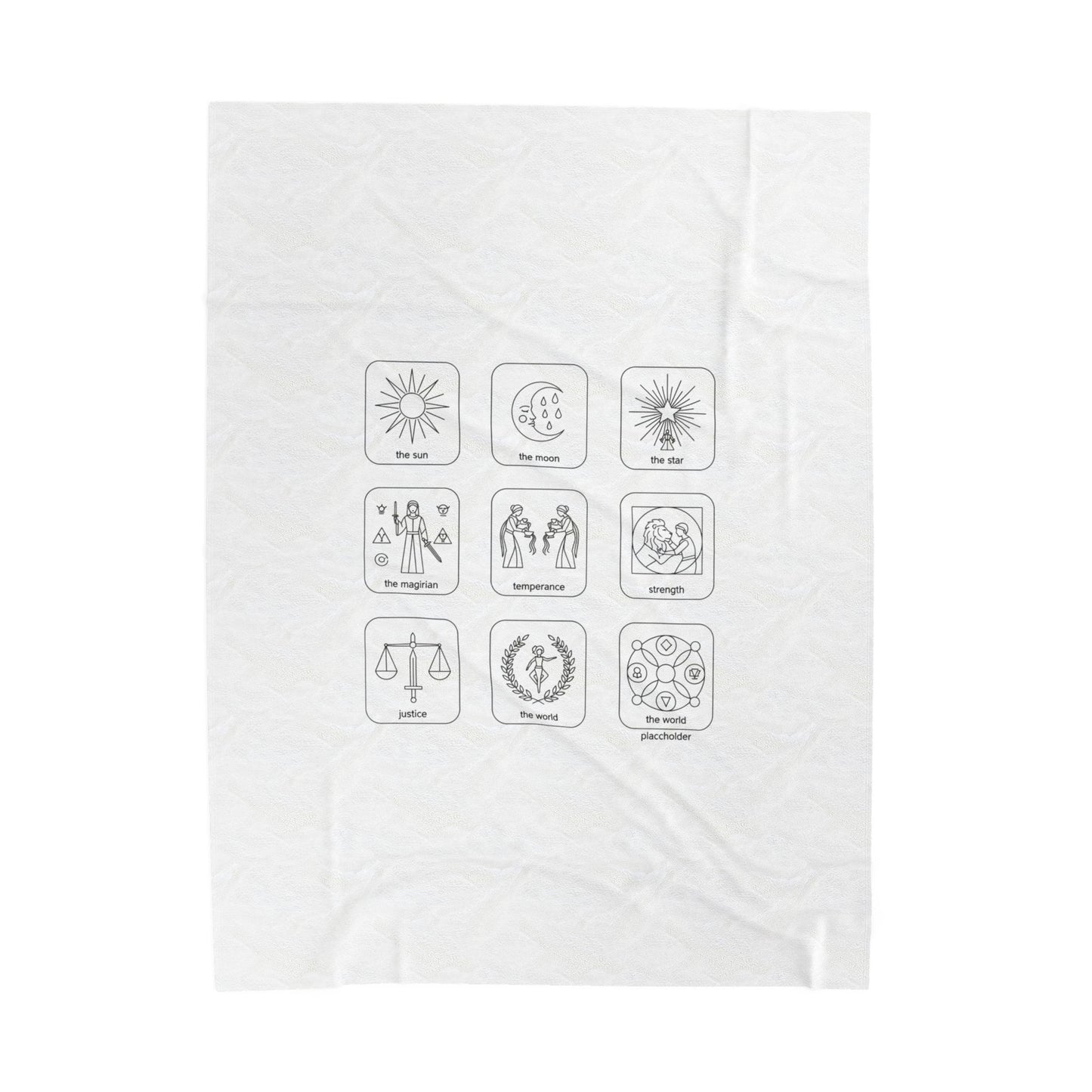 Minimal Icon Grid Velveteen Blanket | Monochrome symbol set, system icon design