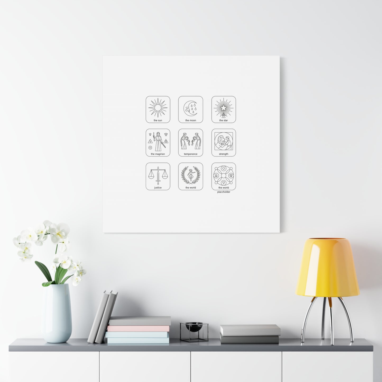 Minimal Tarot Icon Grid Canvas | Monochrome Icon Set, System Design