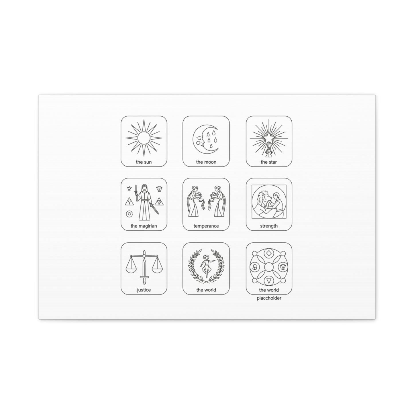 Minimal Tarot Icon Grid Canvas | Monochrome Icon Set, System Design