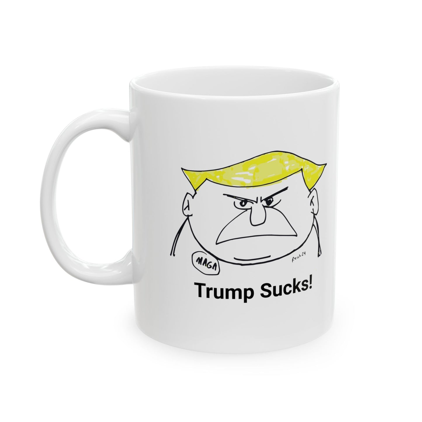 Trump Sucks 11oz Coffee Cup Mug, Anti-Trump Gift for Activists, Gift for Democrats, Trump Lies, anti-MAGA cup mug gift,