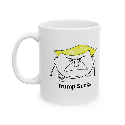 Trump Sucks 11oz Coffee Cup Mug, Anti-Trump Gift for Activists, Gift for Democrats, Trump Lies, anti-MAGA cup mug gift,
