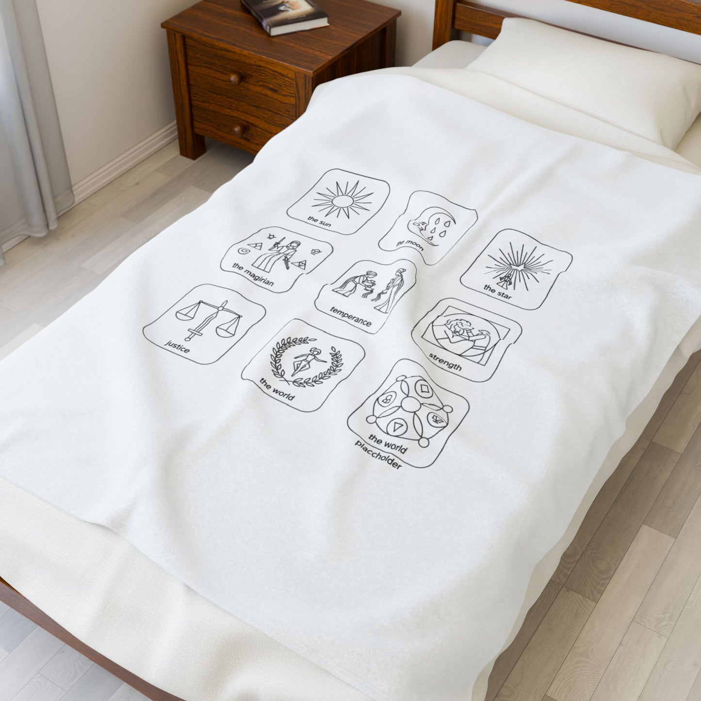 Minimal Icon Grid Velveteen Blanket | Monochrome symbol set, system icon design
