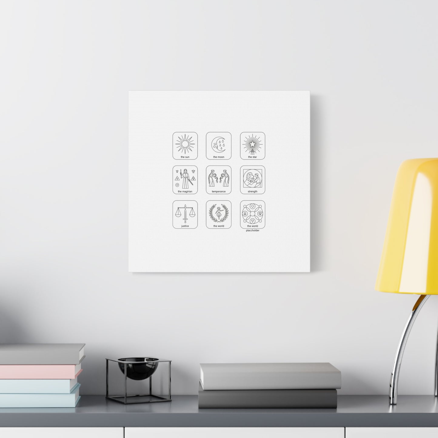Minimal Tarot Icon Grid Canvas | Monochrome Icon Set, System Design