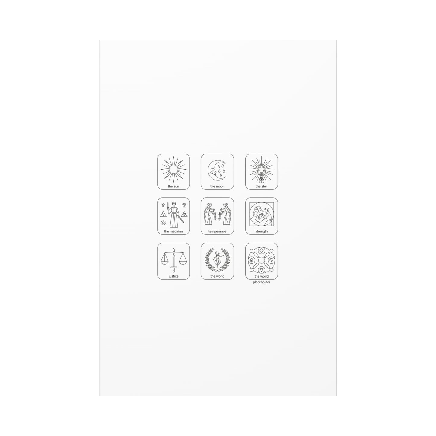 Minimal Tarot Icon Grid Canvas | Monochrome Icon Set, System Design