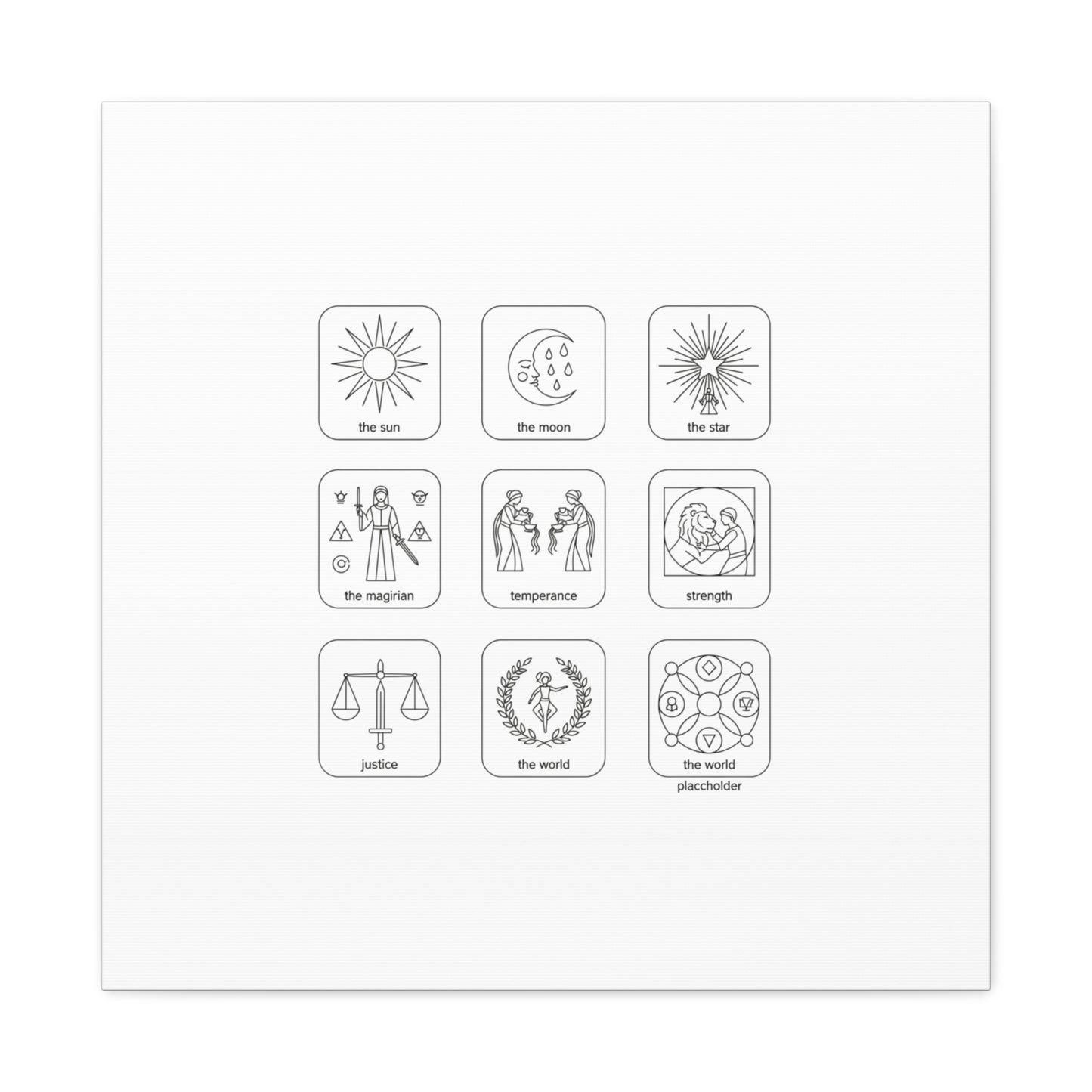 Minimal Tarot Icon Grid Canvas | Monochrome Icon Set, System Design