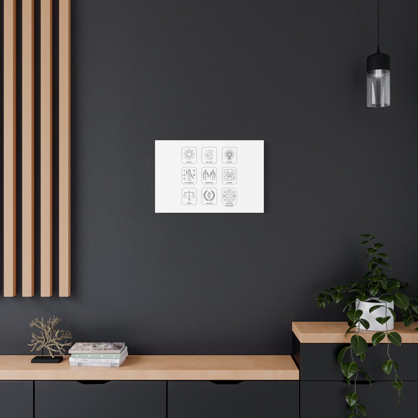 Minimal Tarot Icon Grid Canvas | Monochrome Icon Set, System Design