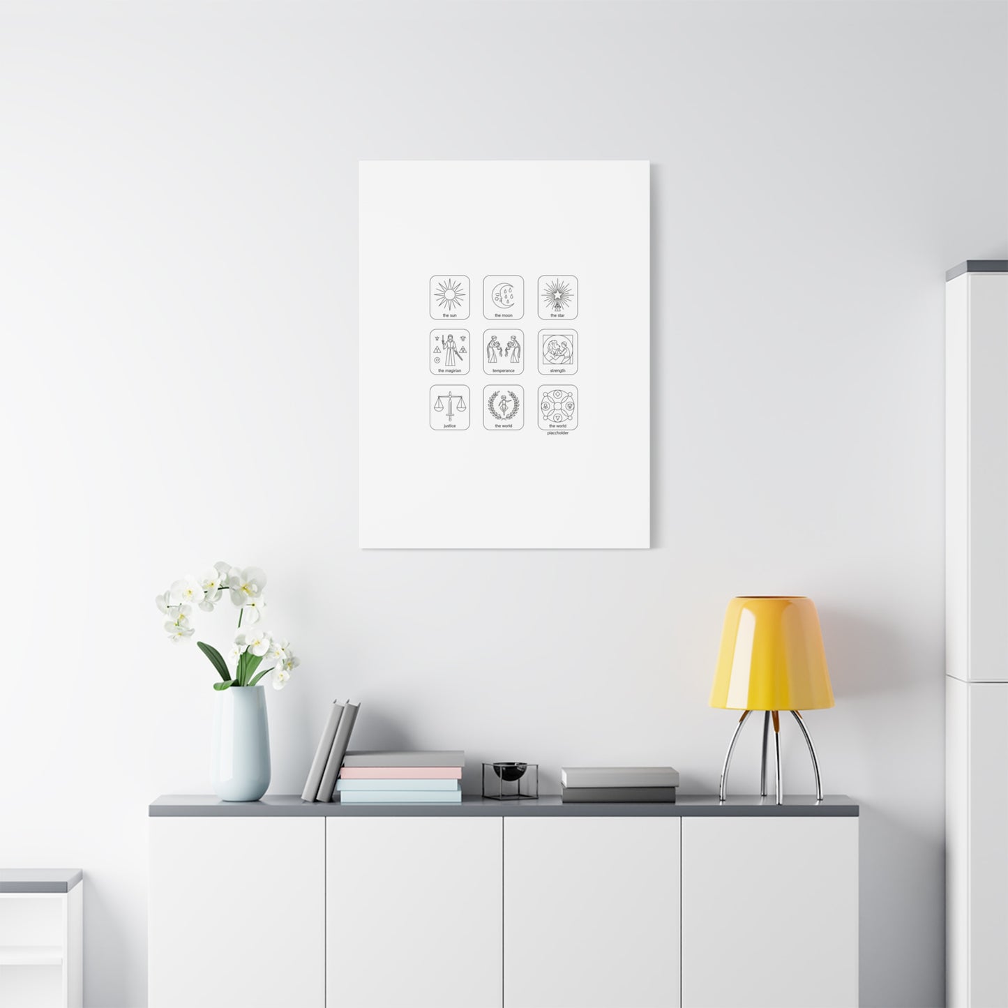 Minimal Tarot Icon Grid Canvas | Monochrome Icon Set, System Design