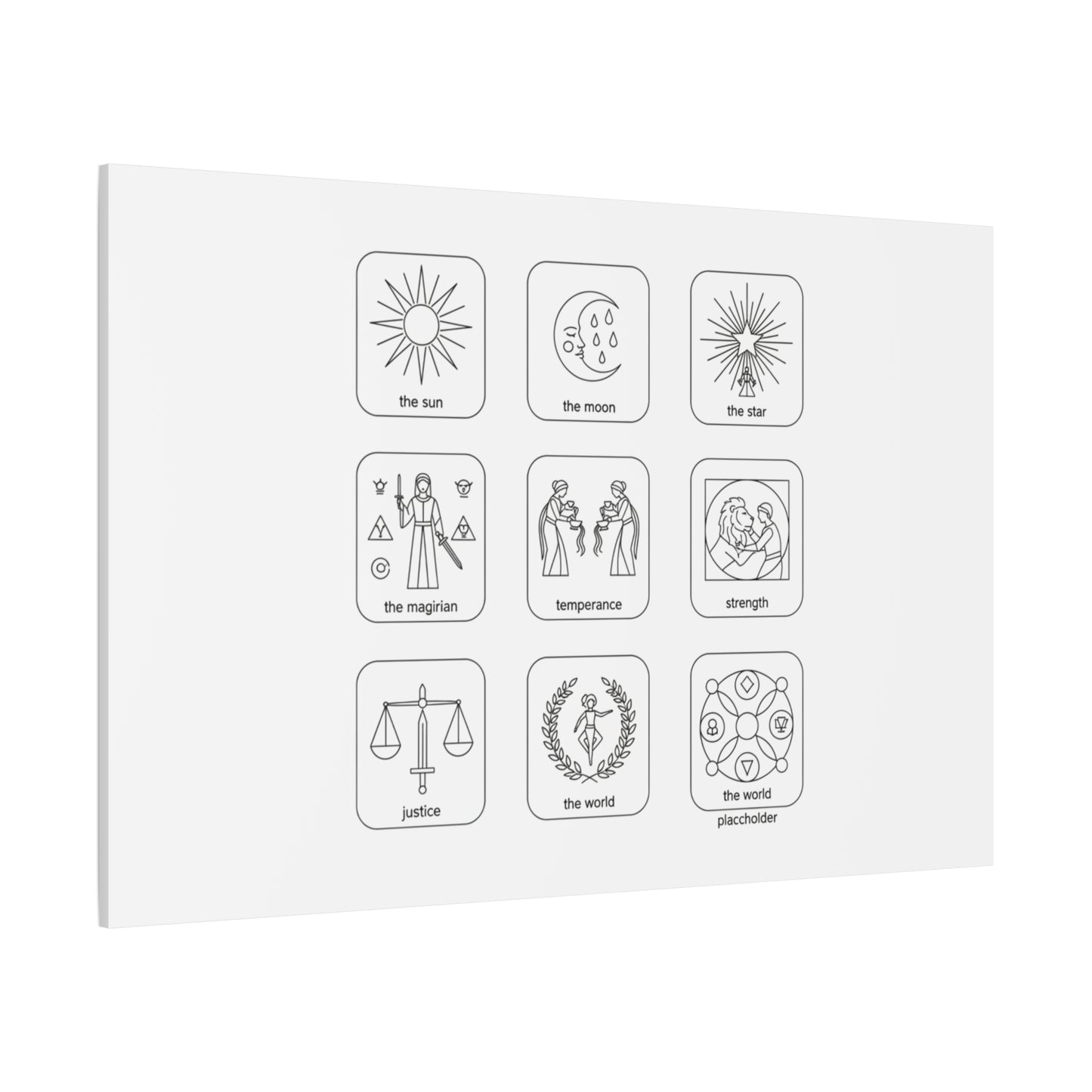 Minimal Tarot Icon Grid Canvas | Monochrome Icon Set, System Design
