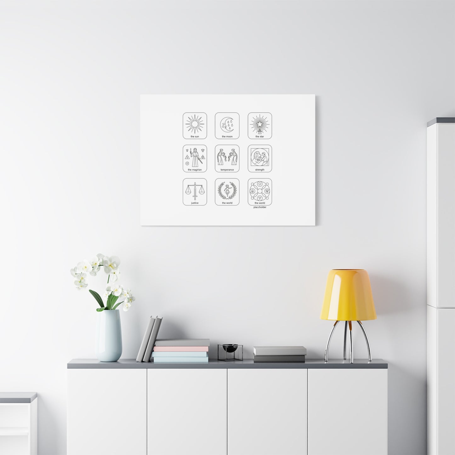Minimal Tarot Icon Grid Canvas | Monochrome Icon Set, System Design