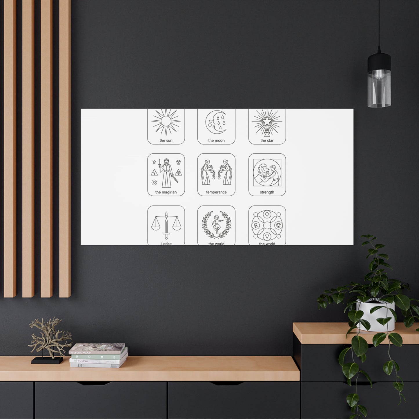 Minimal Tarot Icon Grid Canvas | Monochrome Icon Set, System Design