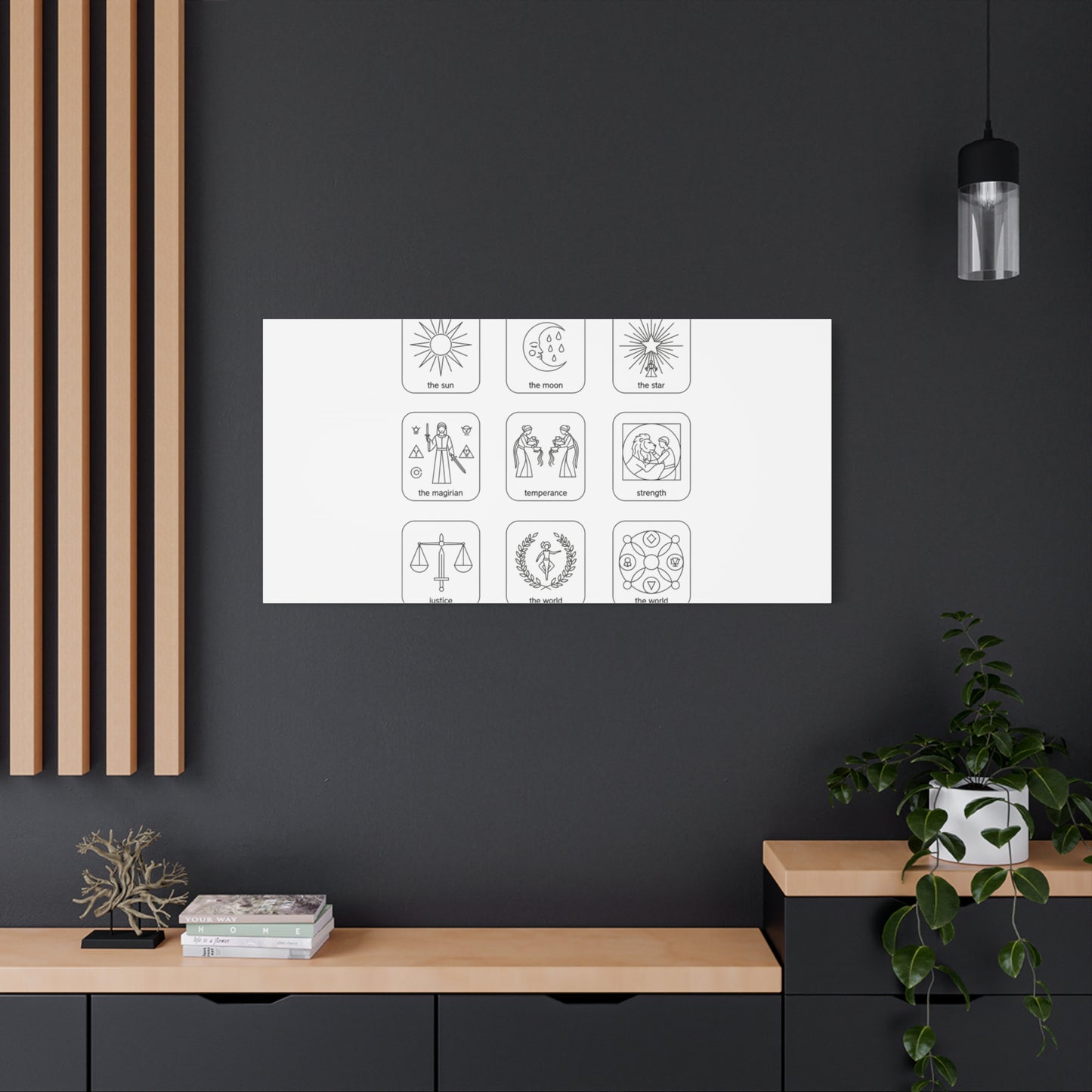 Minimal Tarot Icon Grid Canvas | Monochrome Icon Set, System Design