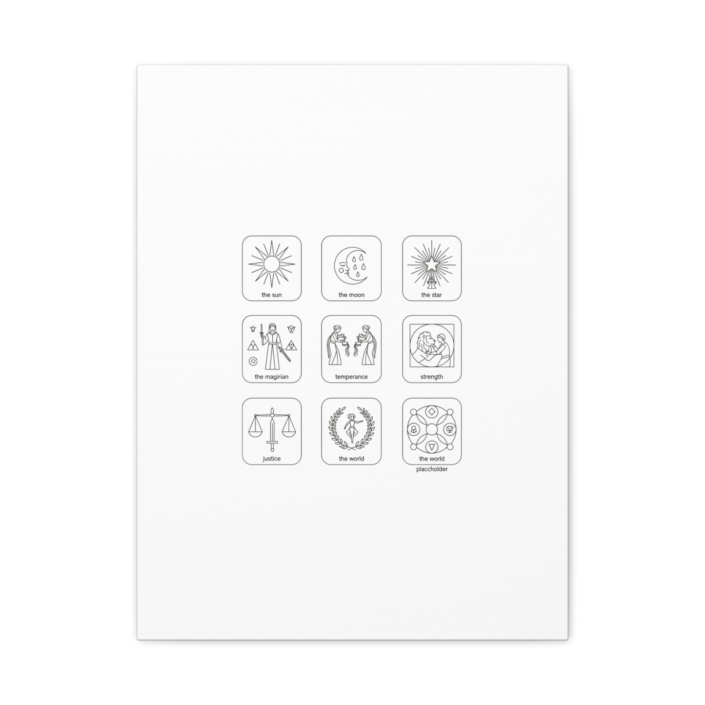 Minimal Tarot Icon Grid Canvas | Monochrome Icon Set, System Design